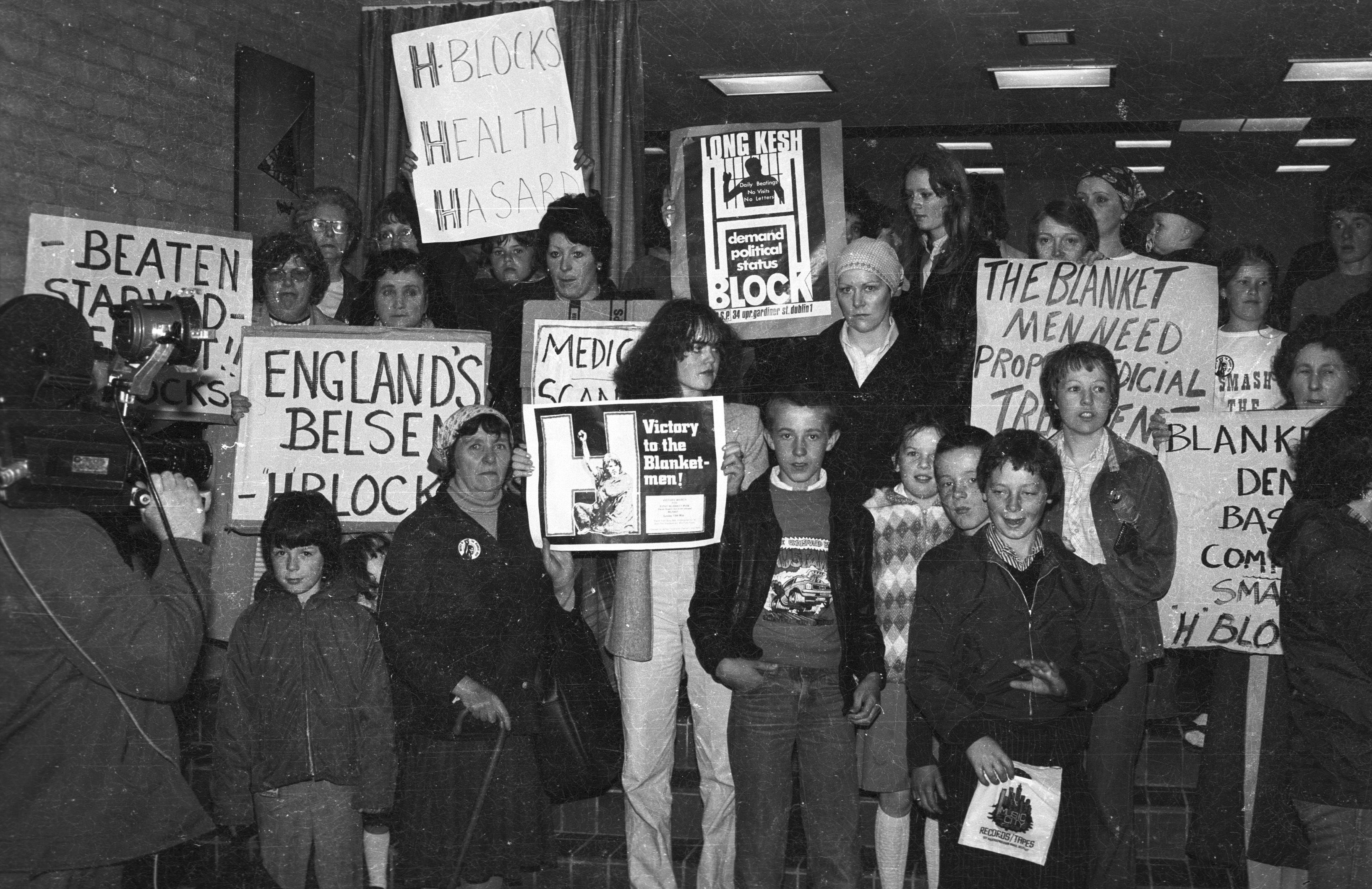 H-Block protest greets former minister Lord Melchett at the opening of Andersonstown Leisure Centre 