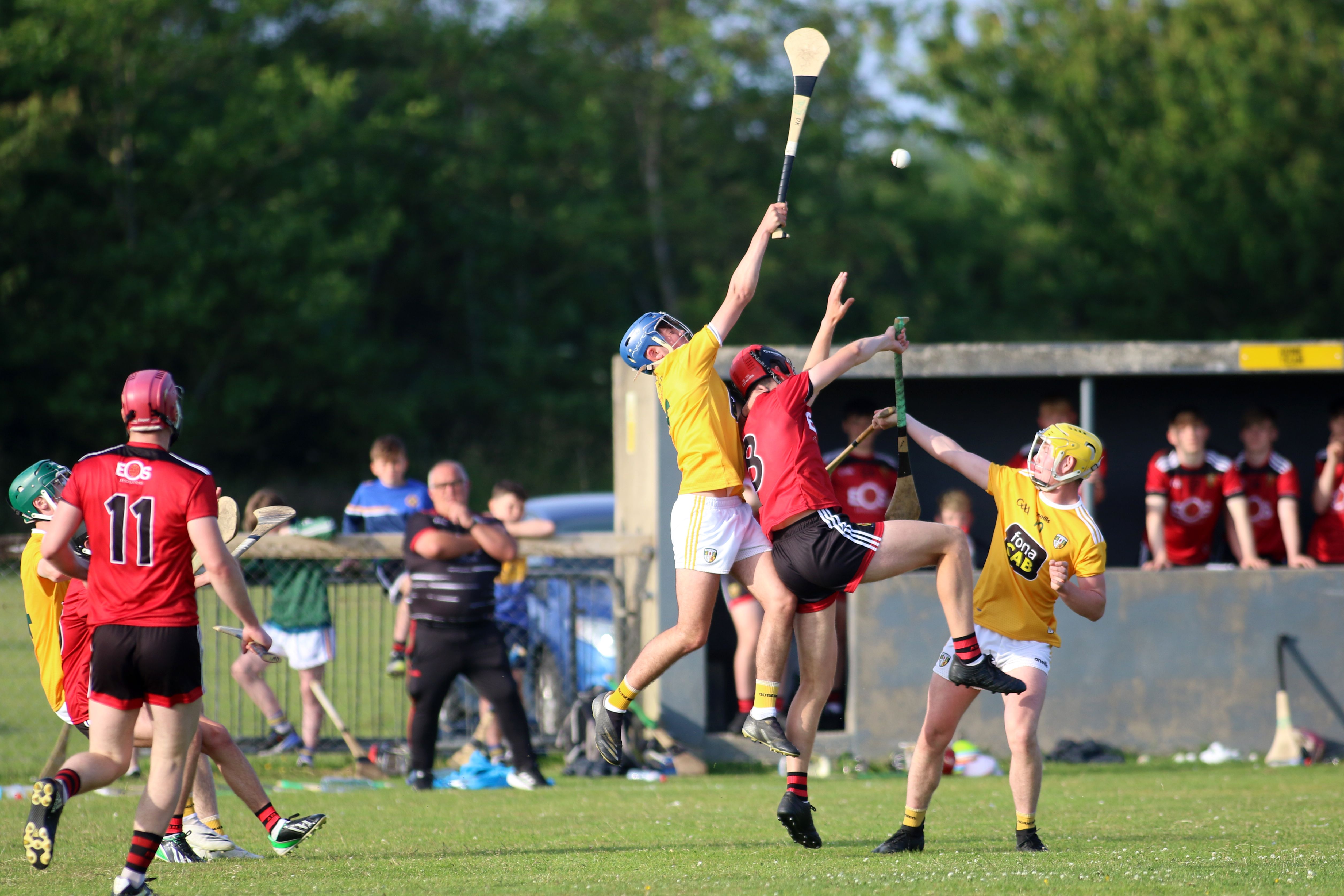 Platers tangle for a high ball in Portaferry