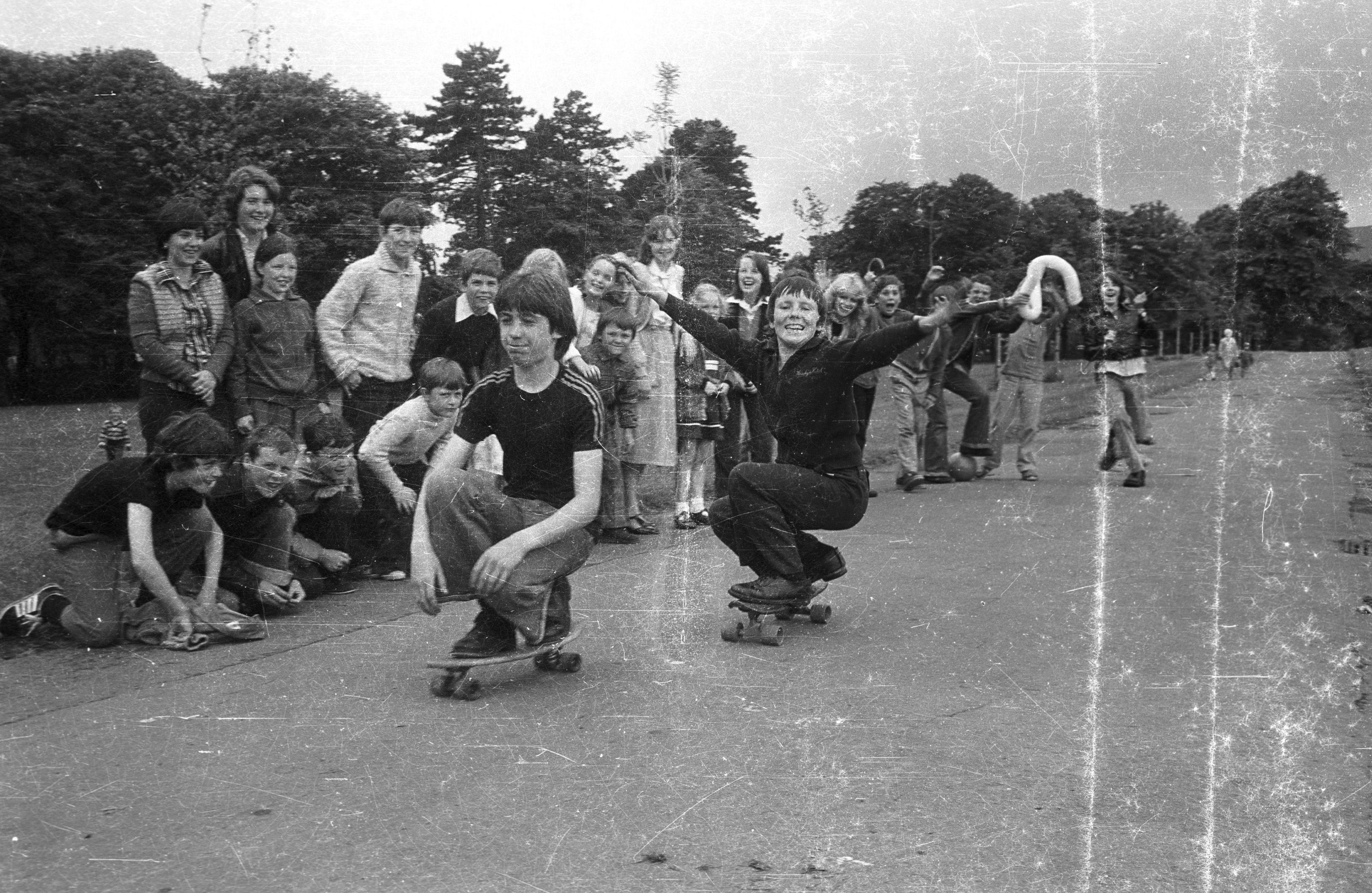 Skateboarders during a local summer scheme in West Belfast