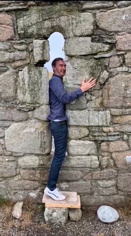 TIGHT SQUEEZE: Anyone who can pass through the window of St Deirbhile's Temple will never drown, says the legend.