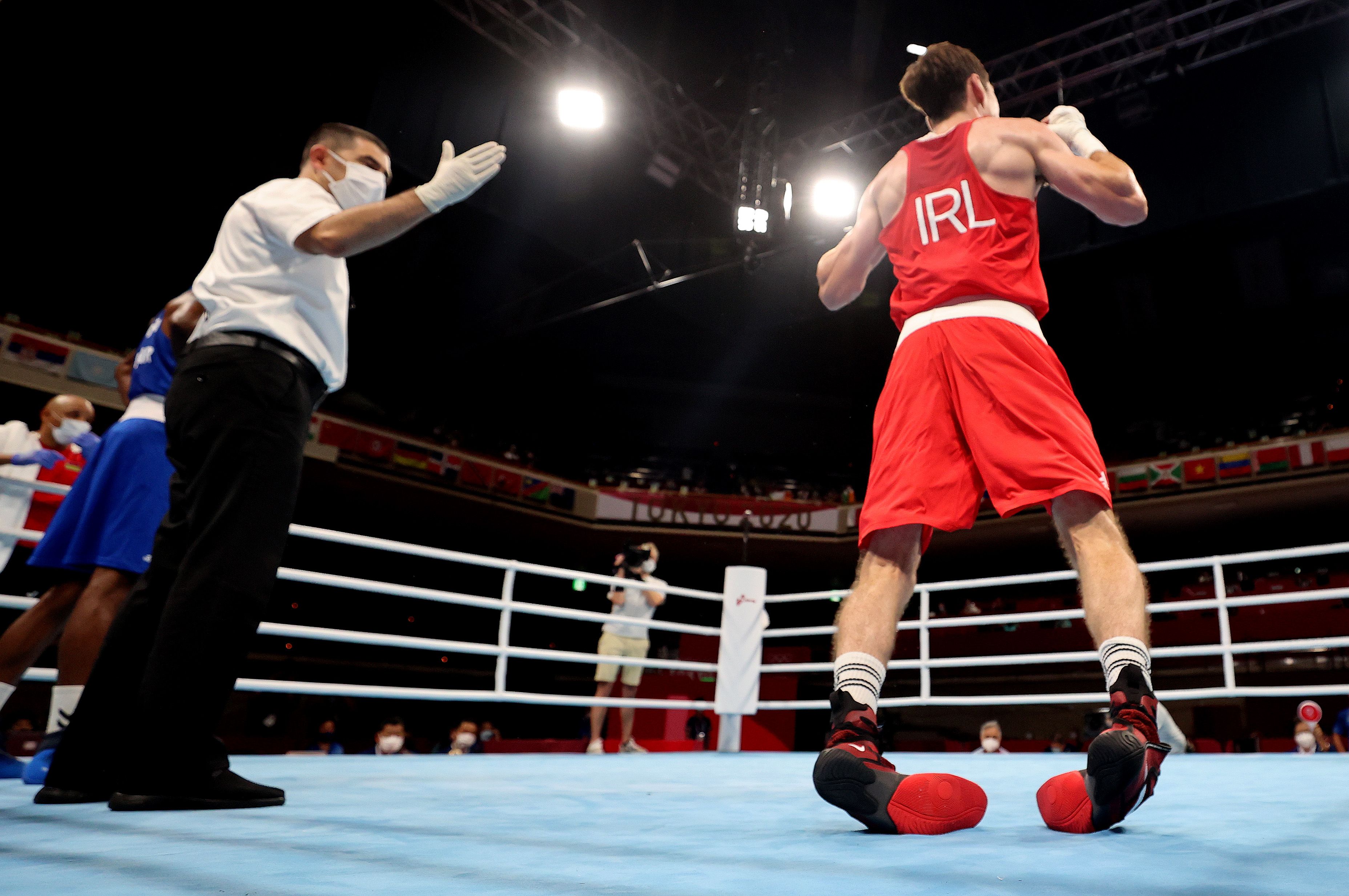 Aidan Walsh injured his ankle as he landed awkwardly when celebrating Friday's quarter-final win