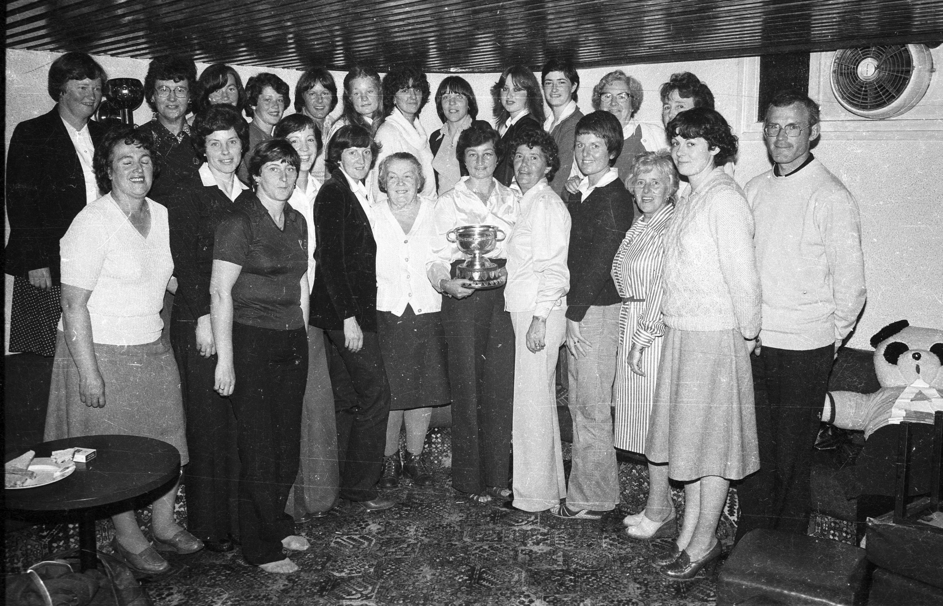 Antrim camogie captain Mairead McAtamney celebrated winning all-Ireland senior title – the O'Duffy Cup – with the Saffron players and coaches back in September 1979