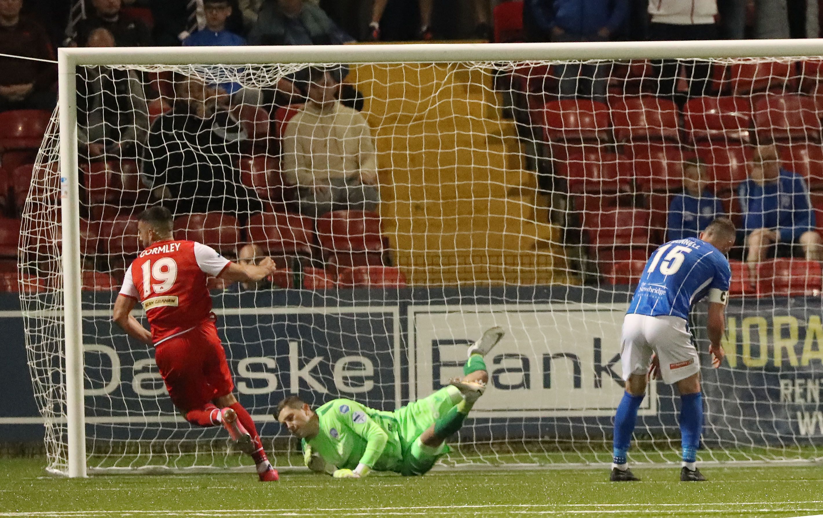 Gormley was on target in the 2-1 win over Coleraine on Tuesday