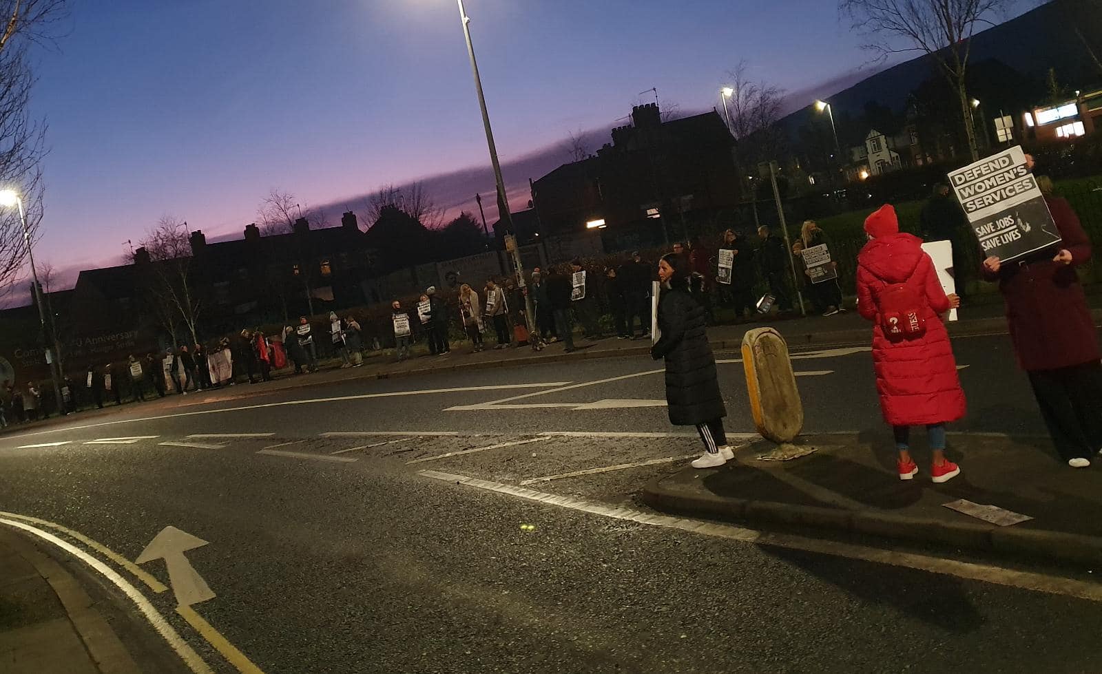 A protest calling on Communities Minister Deirdre Hargey to intervene to save Regina Coeli Hostel