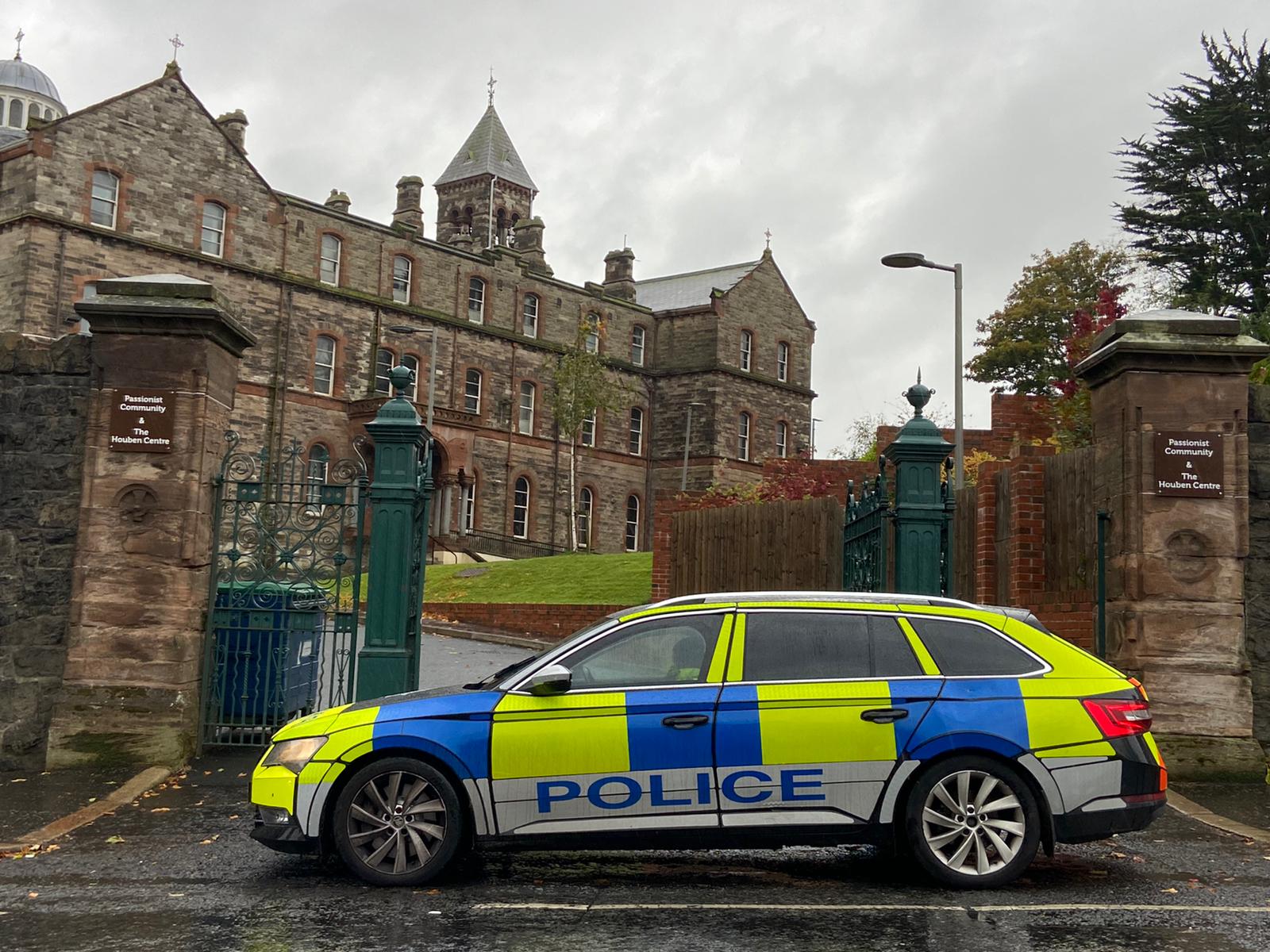 There was a heavy police presence at the Houben Centre for the re-arranged event