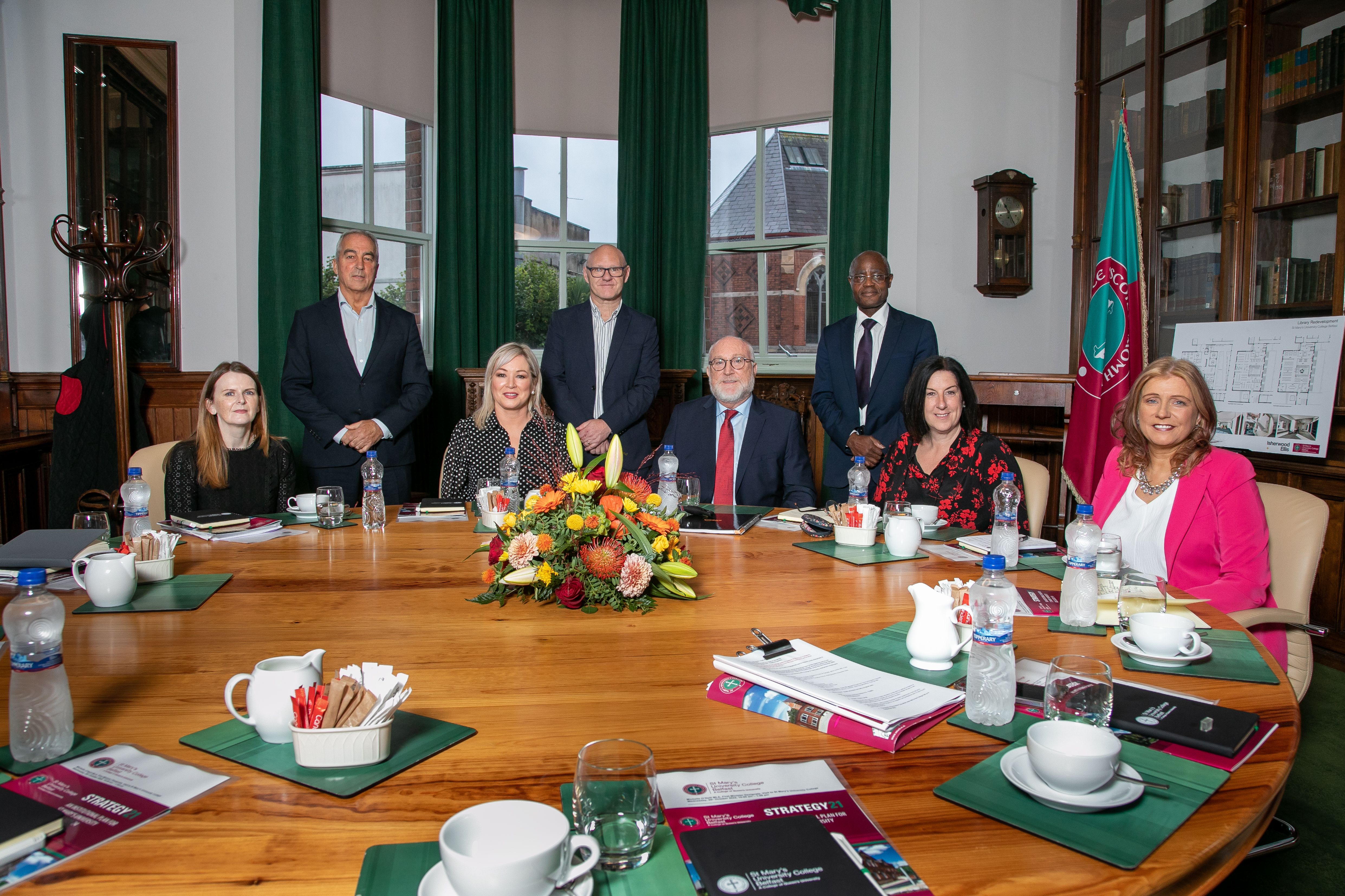 MEETING: The SF delegation met with Peter Finn, College Principal and St Mary’s University College representatives Deirdre Cree, Head of Student Guidance and Support Services, Angela Mervyn and James Uhomoibhi, Members of St Mary’s Board of Governors