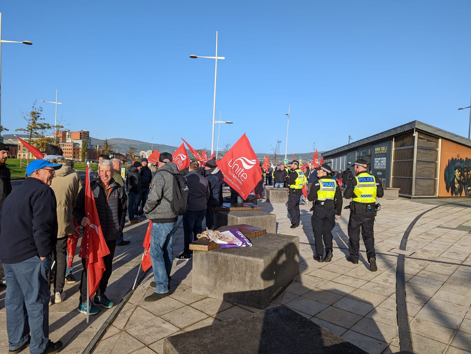 Belfast Harbour Police present at Monday's protest