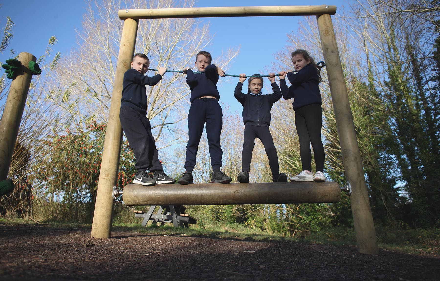 Primary 7 pupils playing outside