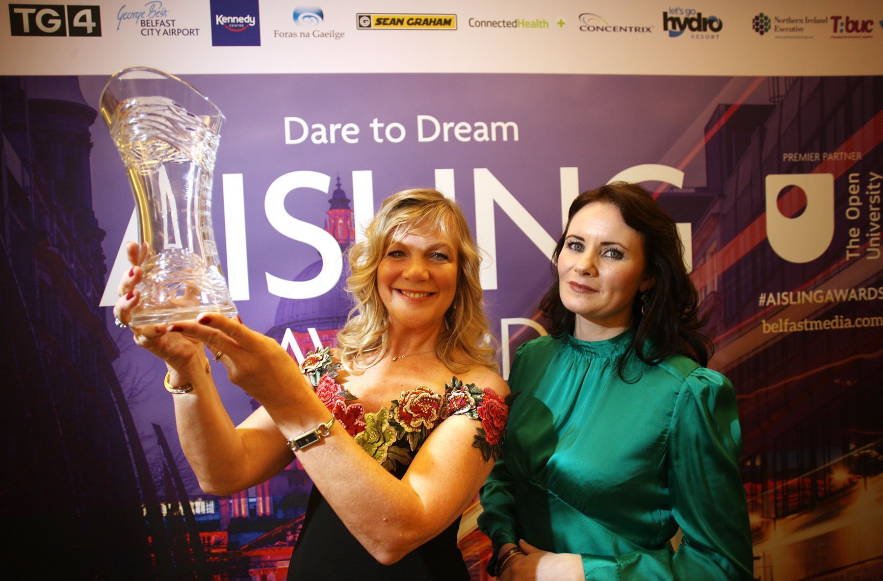JERSEY GIRL: Suzanne Wylie shows off her Roll of Honour award whiich was presented by Caroline Ní Dhubhchóin of sponsor TG4