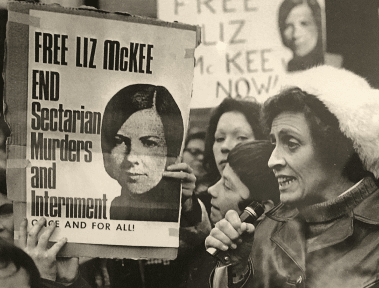 PROTEST: A woman's only protest was held on 7 January 1973 in Andersonstown against Liz's internment, led by Máire Drumm (right)