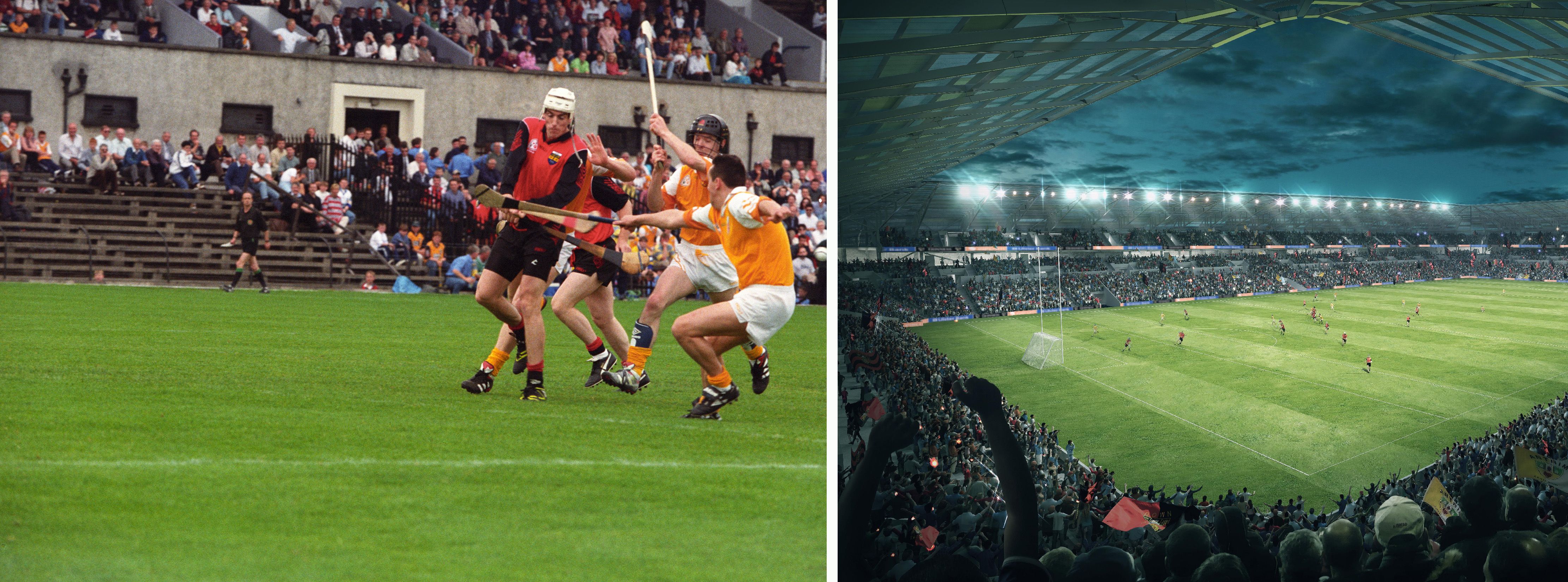 Casement Park closed in 2013 and next month a judge is expected to make a decision on whether the new stadium (left) will be built
