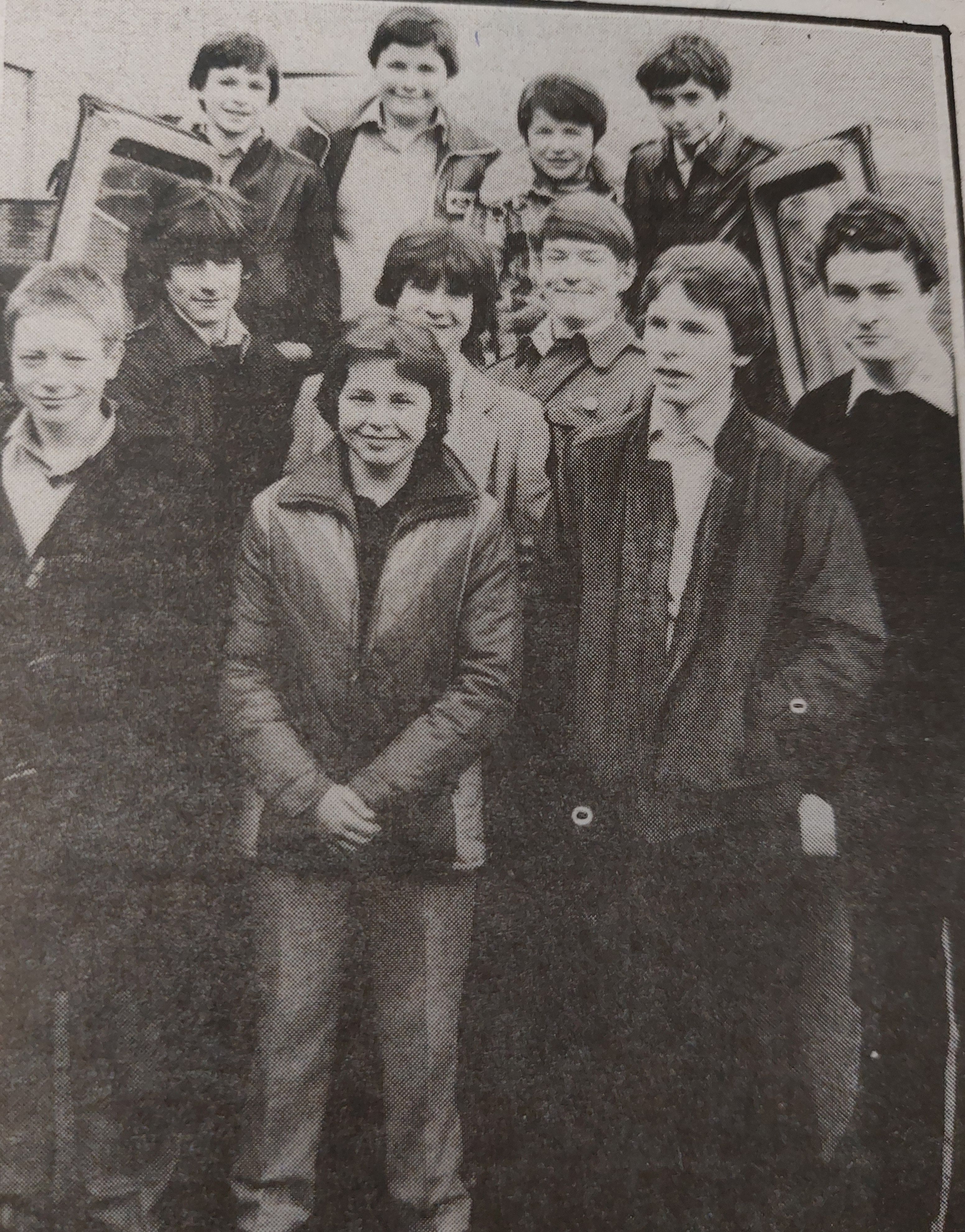 George Cooper and members of his class at St Paul's Secondary School, leaving on their skiing trip to Andalo in Italy