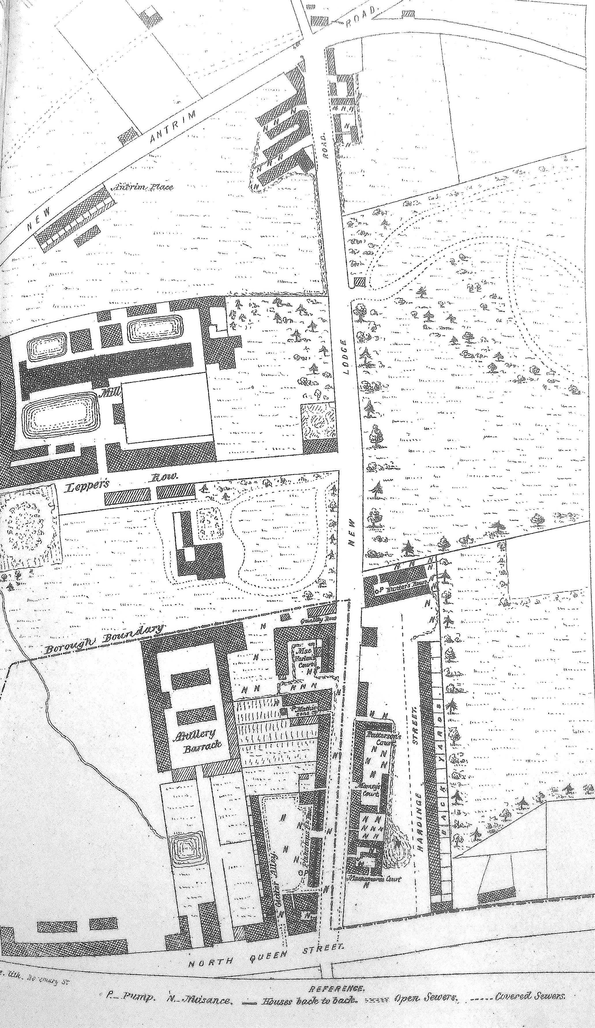 FIELDS AND HOMES: Map of the New Lodge district, 1847, Belfast Peoples' Magazine, Francis Joseph Bigger Collection, Courtesy of Belfast Central Library