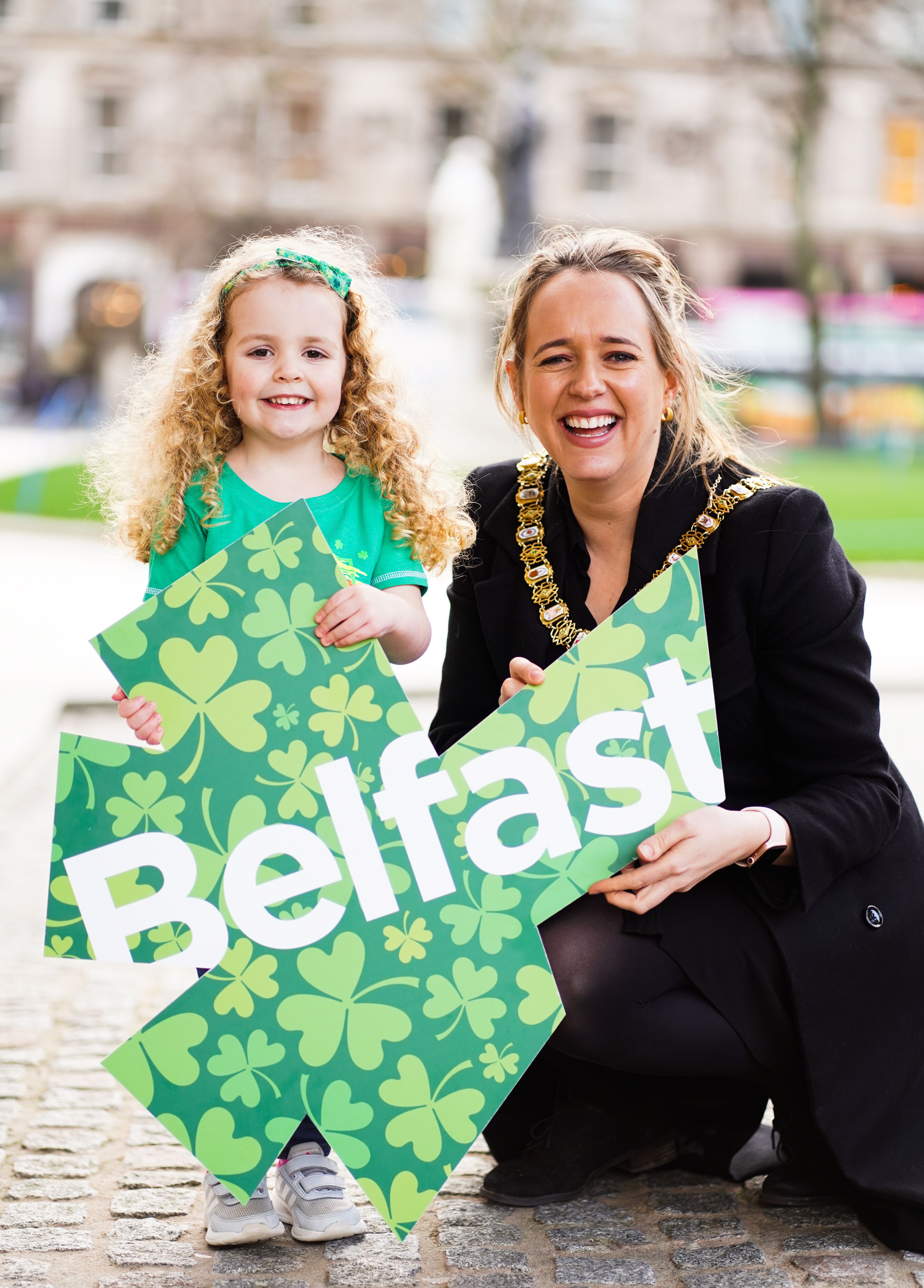 Harper McCleary (3) and Lord Mayor of Belfast, Councillor Kate Nicholl