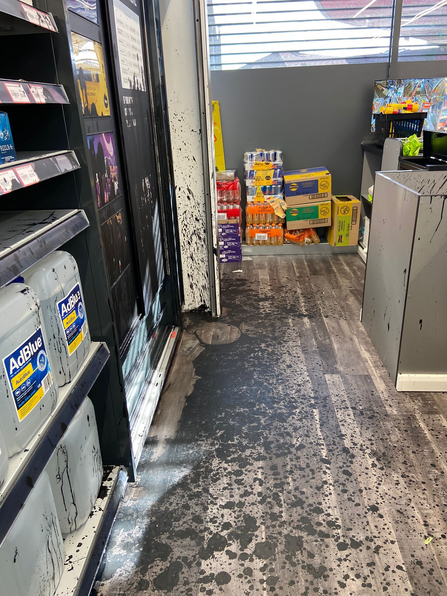 ATTACK: Black paint was thrown around the shop by two men
