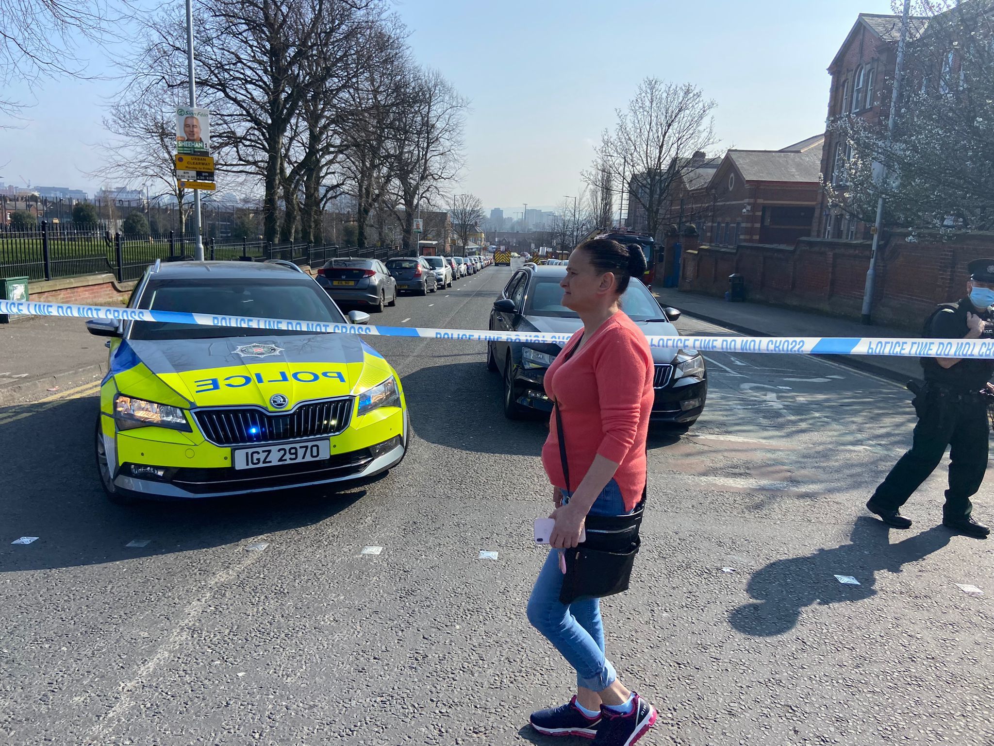 ROAD CLOSED: The Grosvenor Road is closed at the junction with the Falls Road