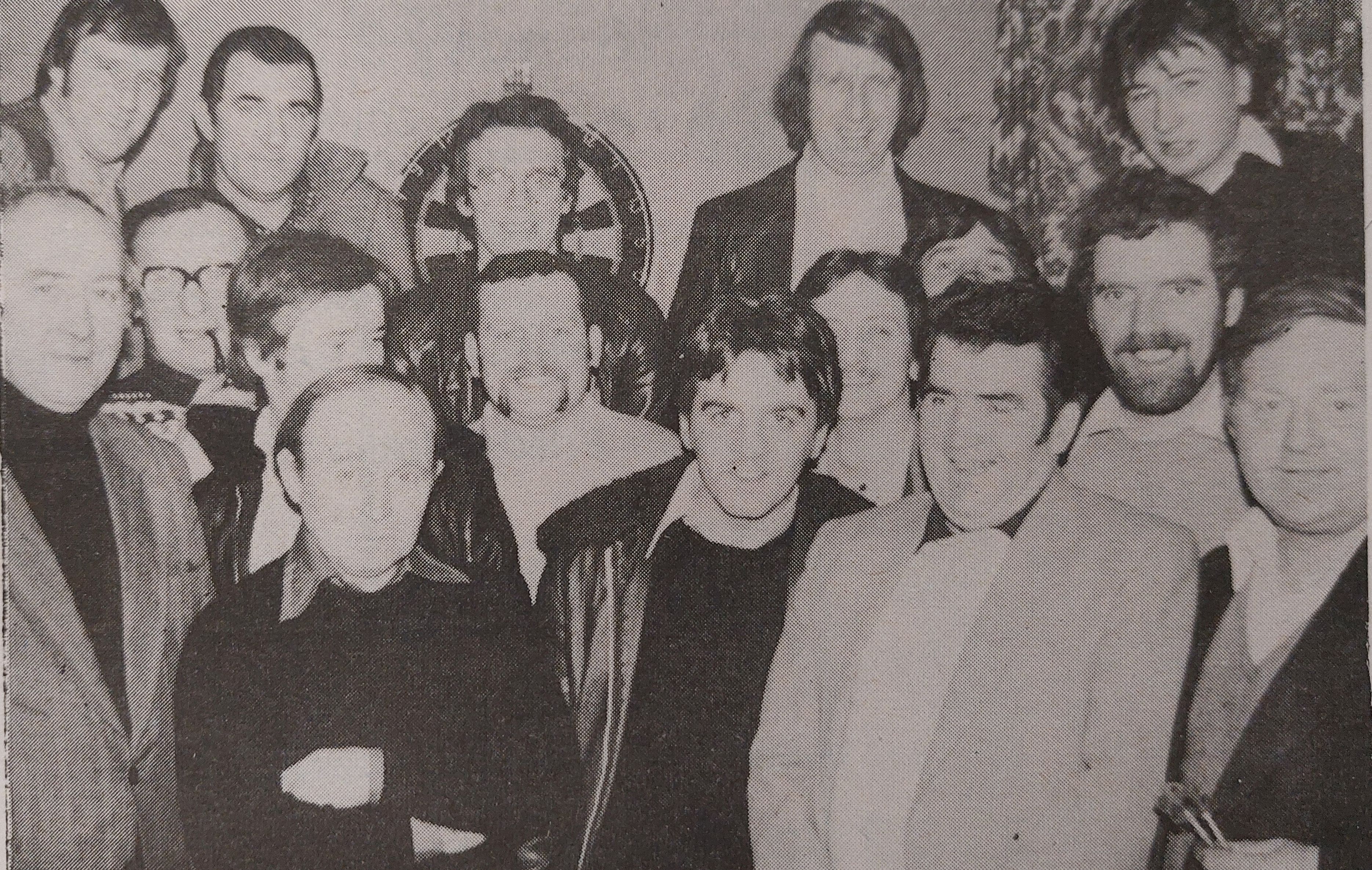 The Hatfield Bar dart team from March 1980