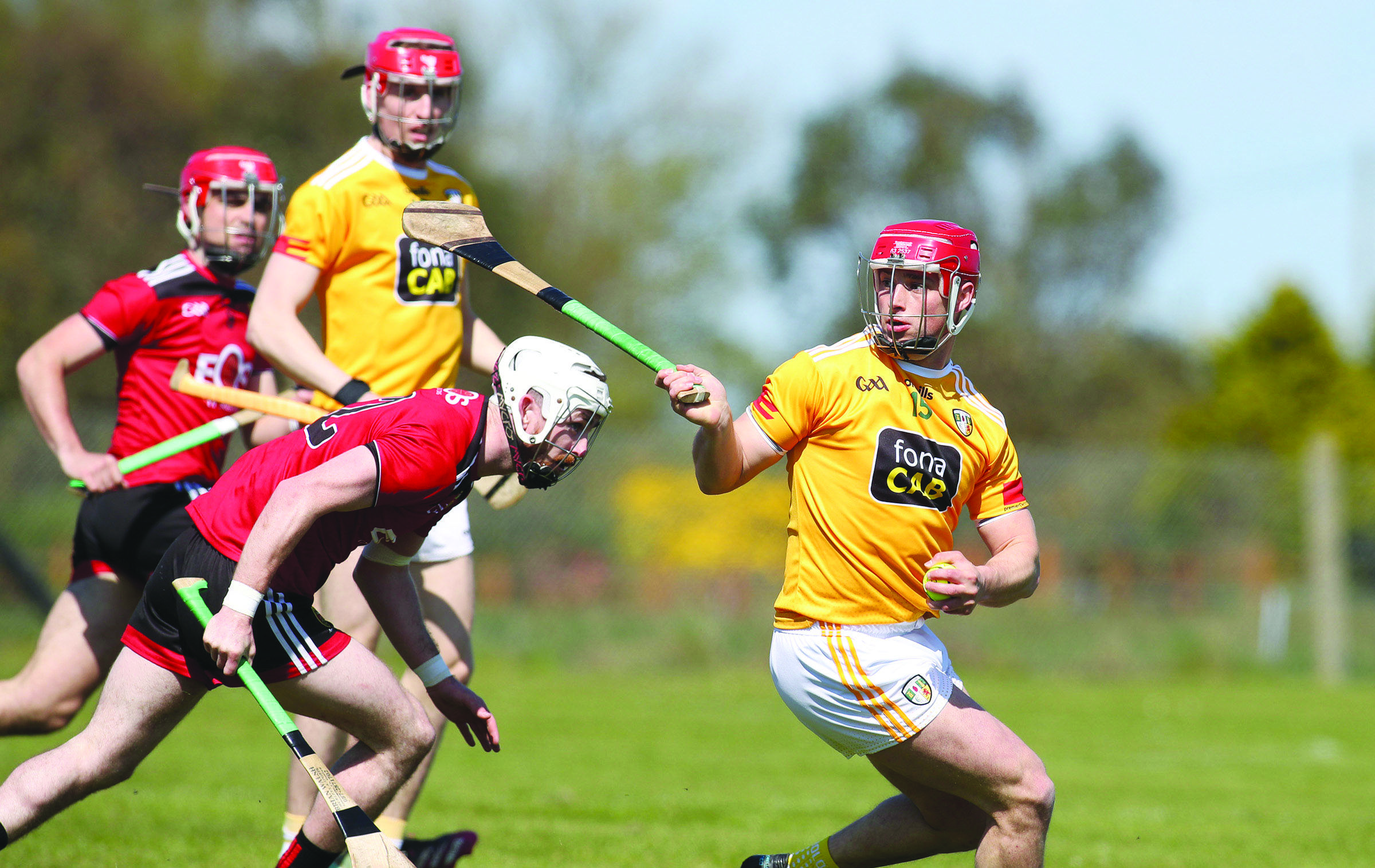 Conor Johnston in action against Down last Sunday when Antrim's forwards not only piled on the scores, but worked hard to create turnovers