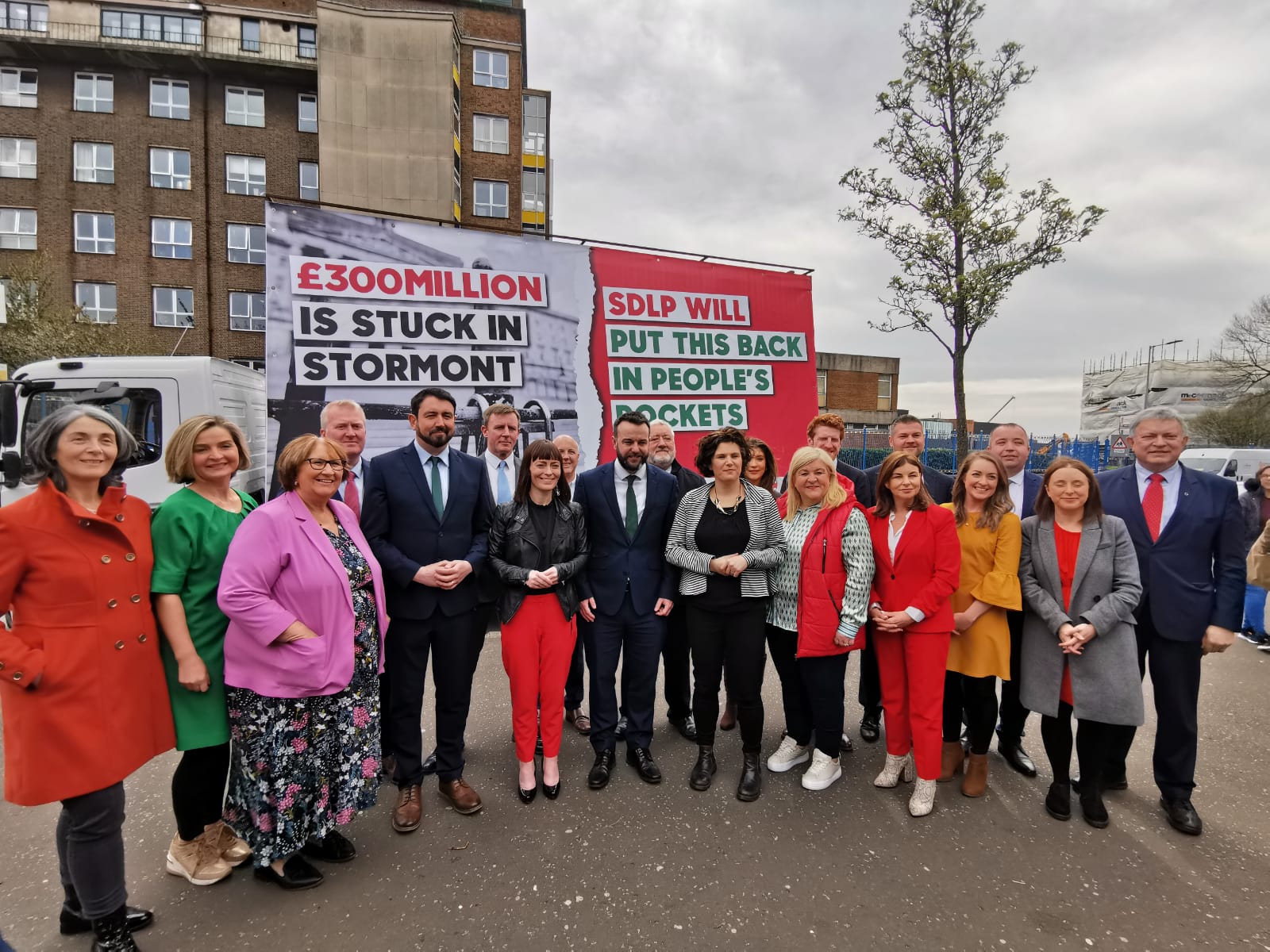 CANDIDATES: The SDLP candidates for the upcoming election posed for photographs outside the Royal Victoria Hospital