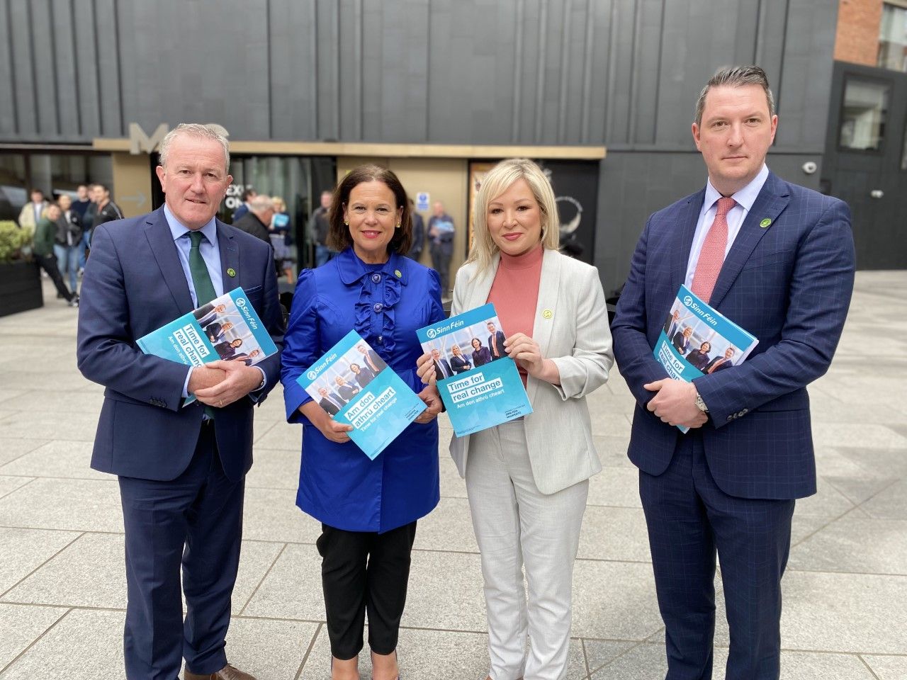 LEADERSHIP: Mary Lou McDonald and Michelle O'Neill were joined by Conor Murphy and John Finucane MP at the launch