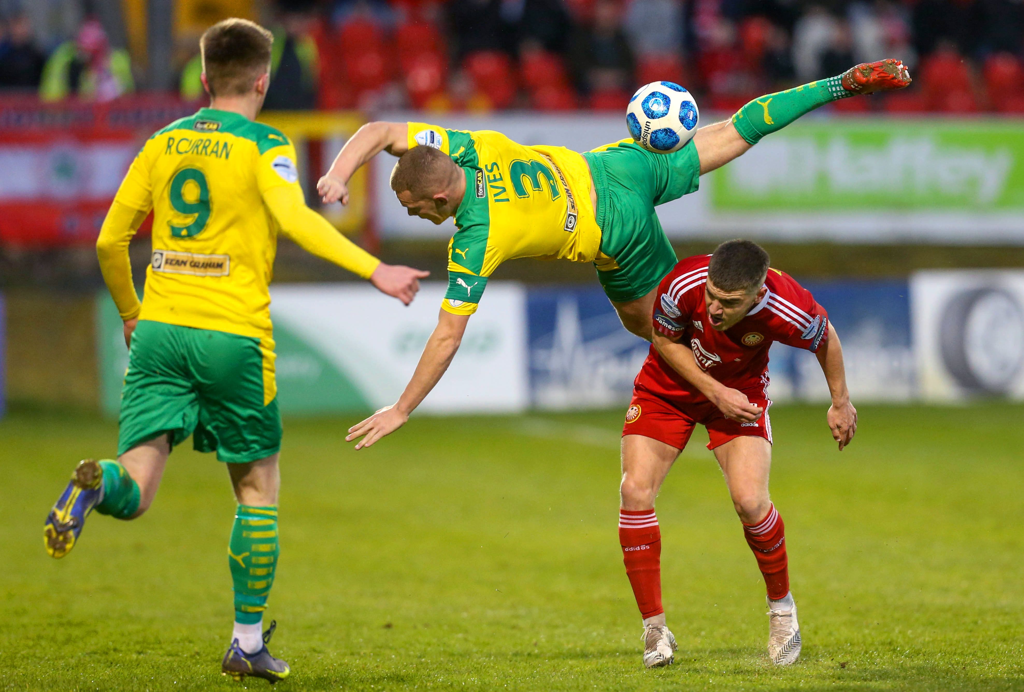 Levi Ives takes a tumble over George Tipton