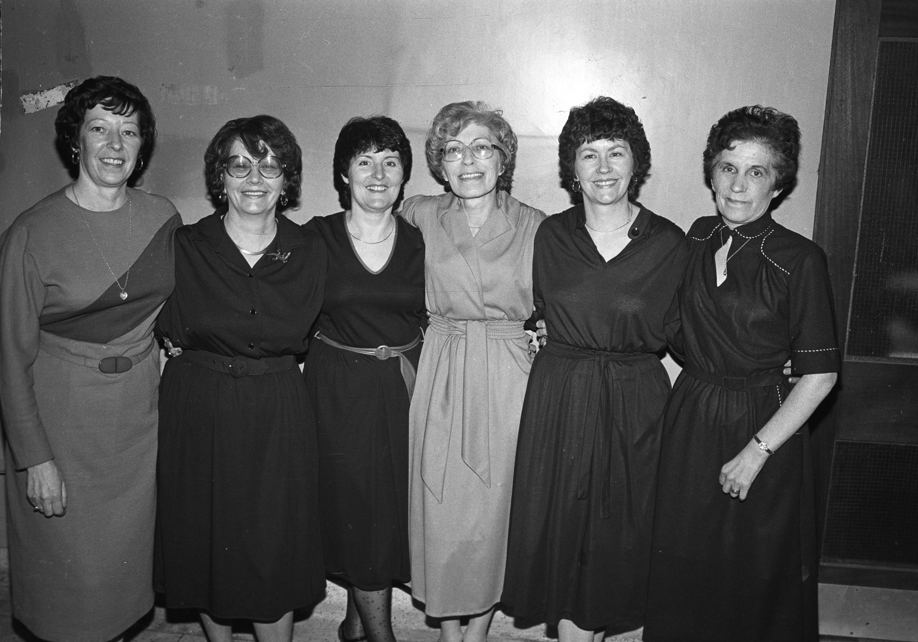Marie Collins, Kathleen Hughes, Nancy Porter, May McCann, Eilish Doherty and Kathleen Duffy at the Carrick Hill Get Together in St Kevin's Hall