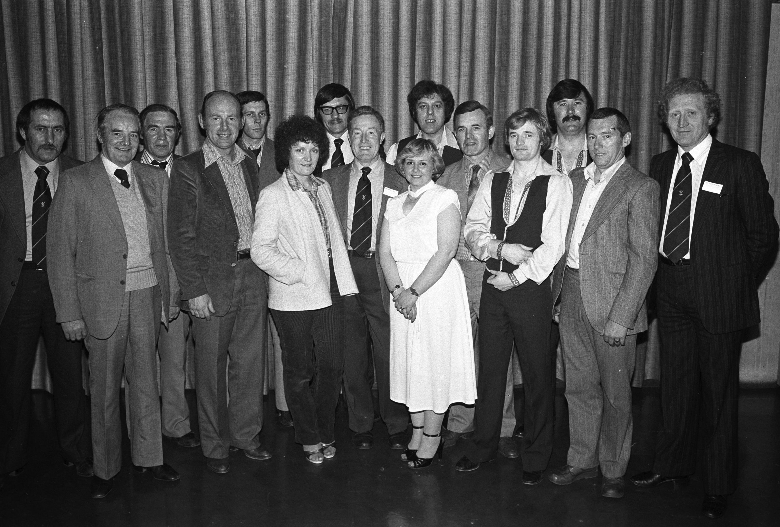St John's committee, Andy McCallin, Mickey Gallagher, Seamus O'Hare, with Philomena Begley and Leon at Andersonstown Leisure Centre Country & Western Concert