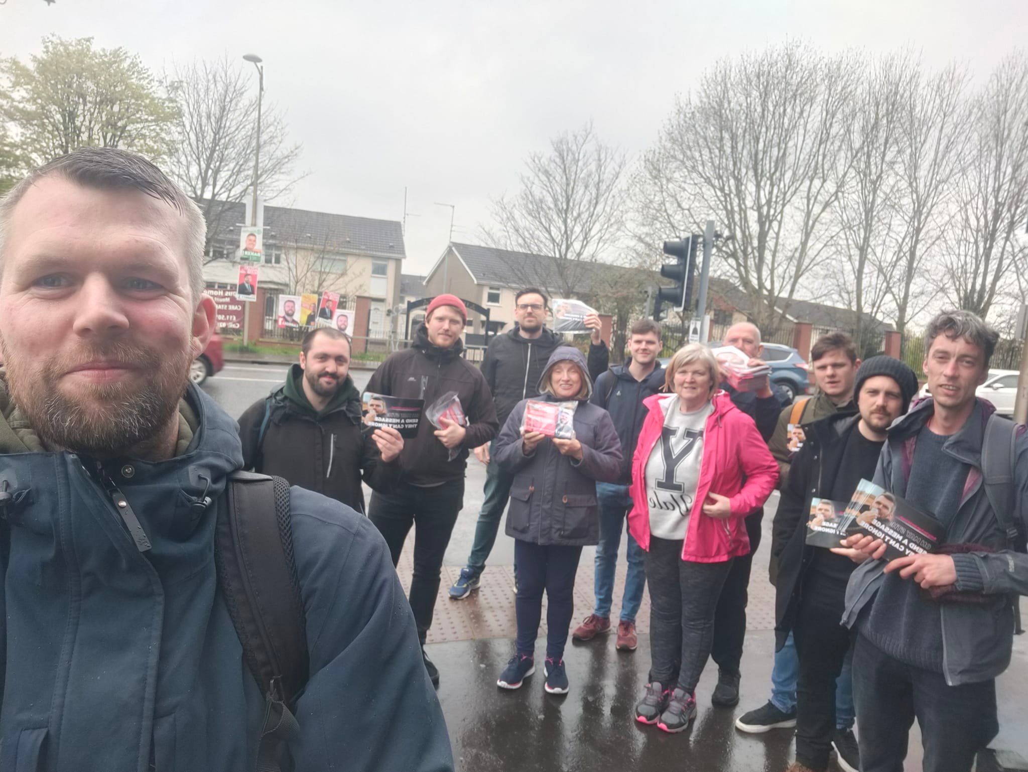 Gerry Carroll (foreground) with People Before Profit activists on the campaign trail