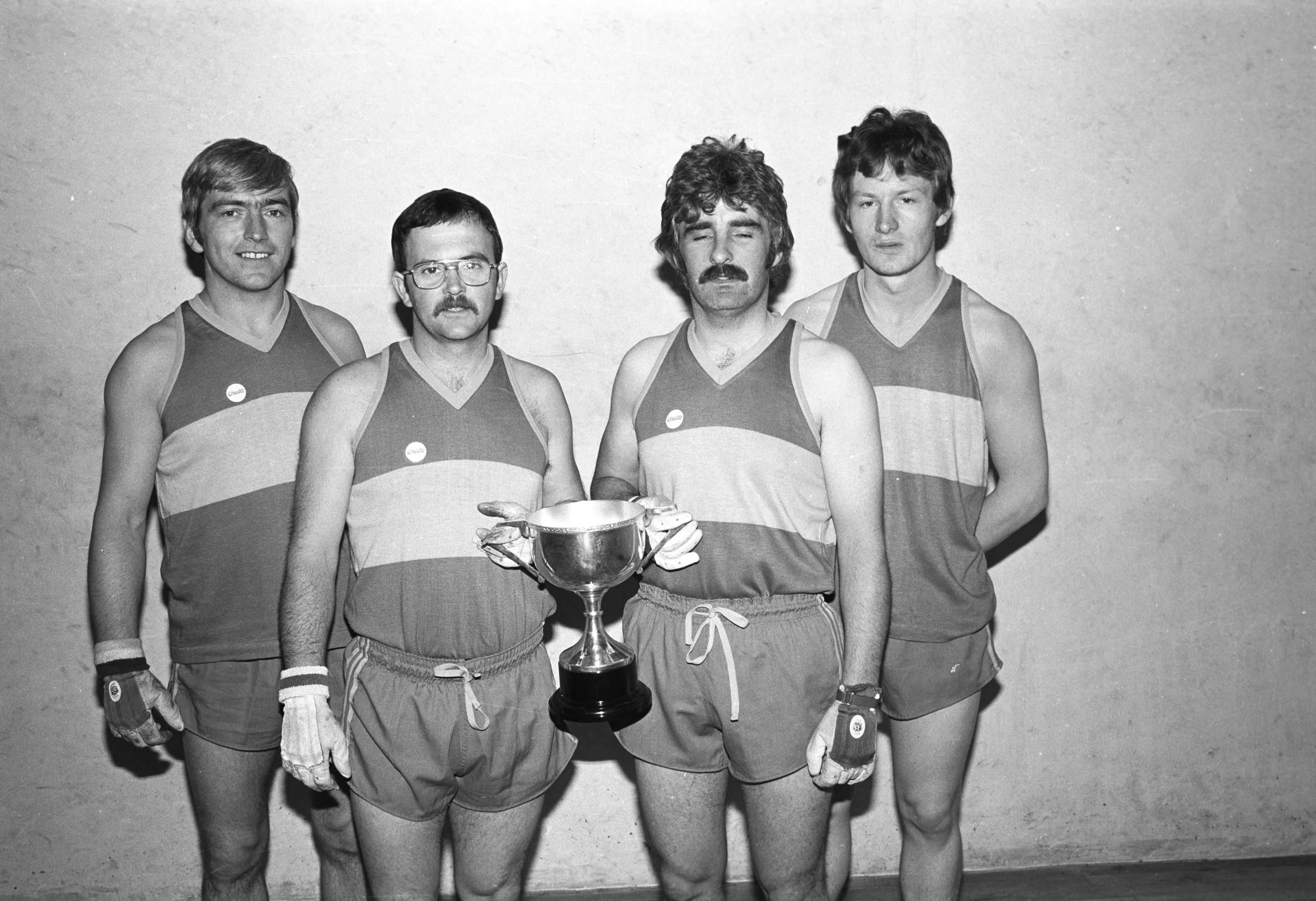 Rossa ‘B’ team won the Allied Irish sponsored Andersonstown Leisure Centre Handball League. Neilly McMahon, Billy Sterrett, Billy Maguire and Jim Gartland take the honours