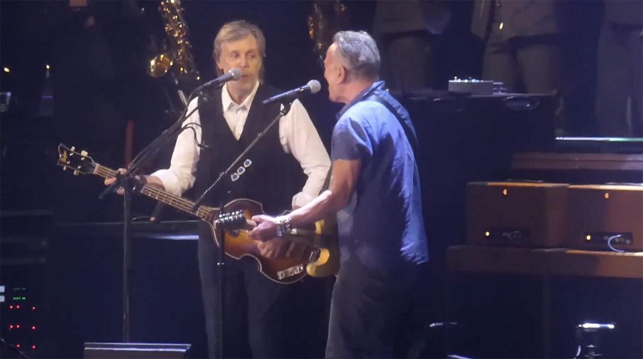 MEMORABLE: Paul McCartney with Bruce Springsteen at Glastonbury
