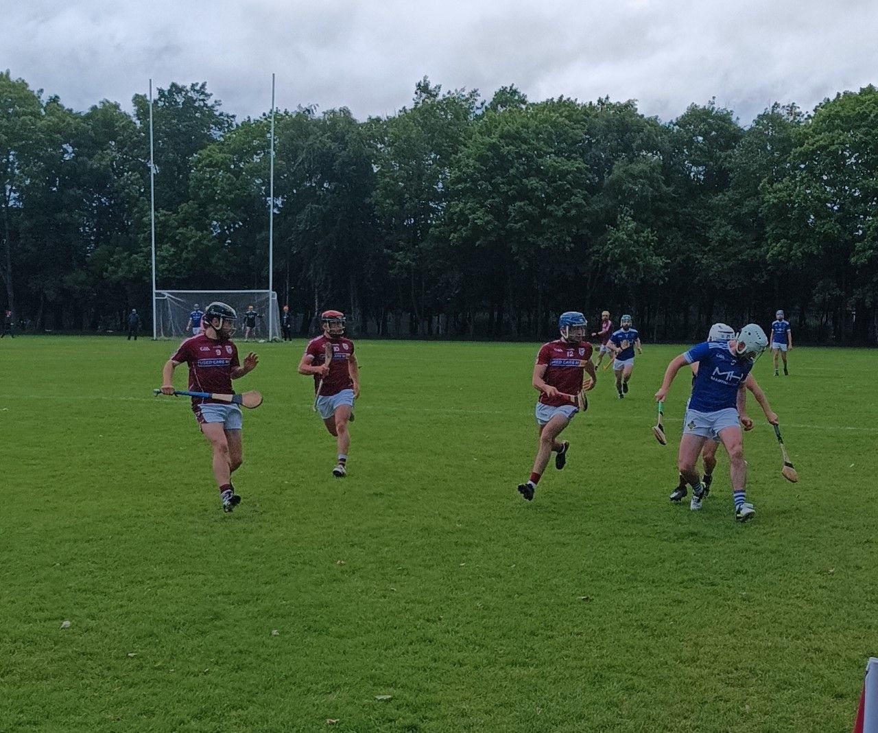 Players battle for possession 