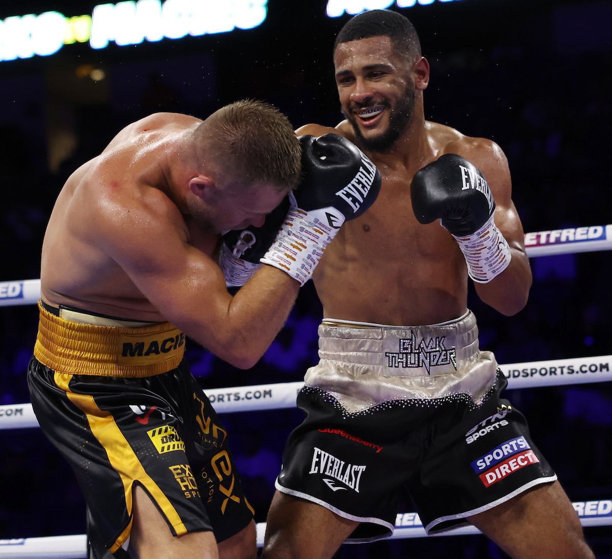 Agyarko grins as he catches Maciec 