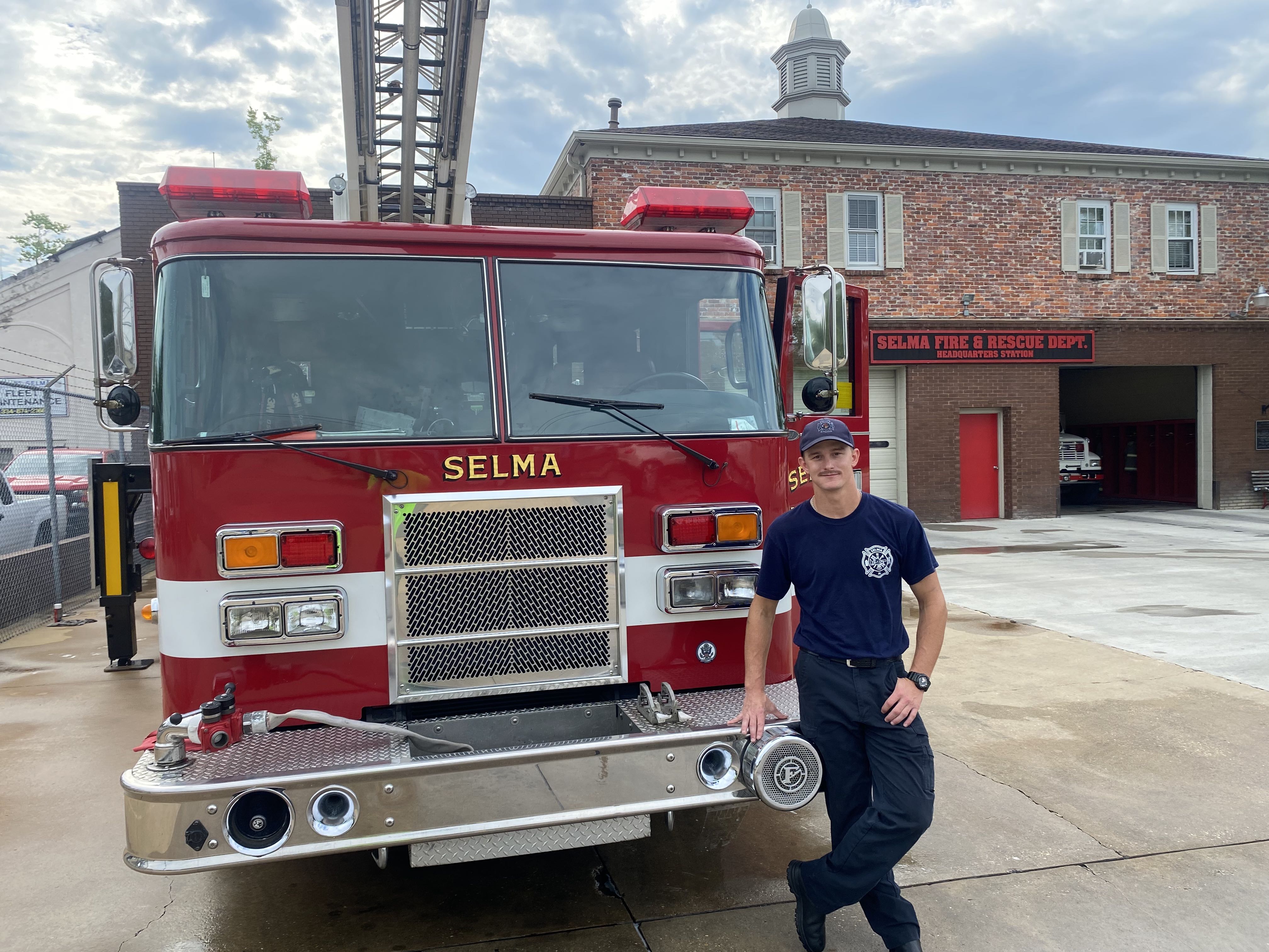 GLEAMING: Firefighter Dalton at the Selma fire house