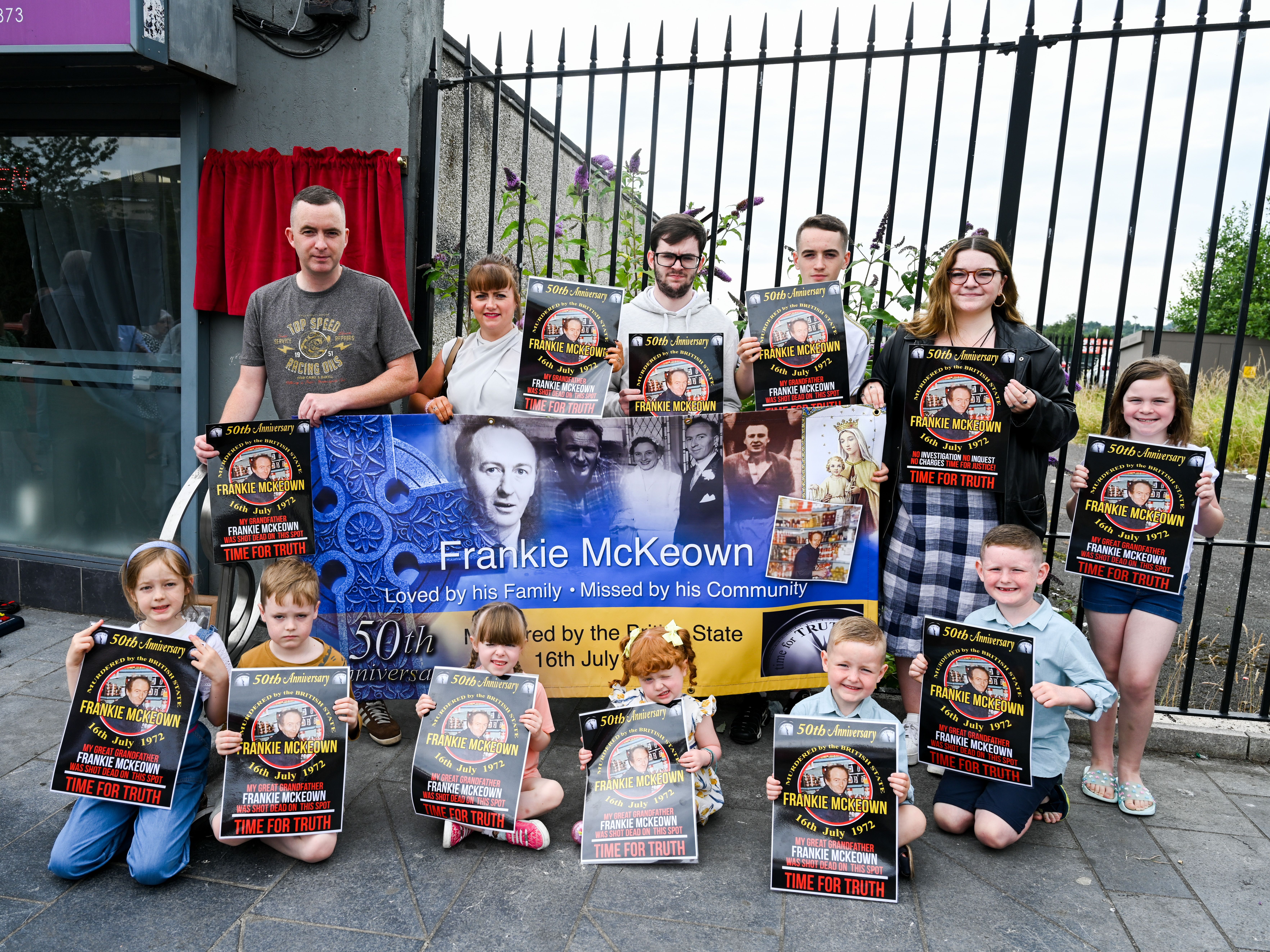 Younger members of the McKeown family at the commemoration on the Shaws Road