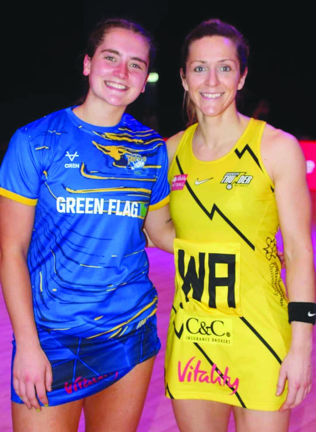 Michelle Magee with Caroline O’Hanlon after their game