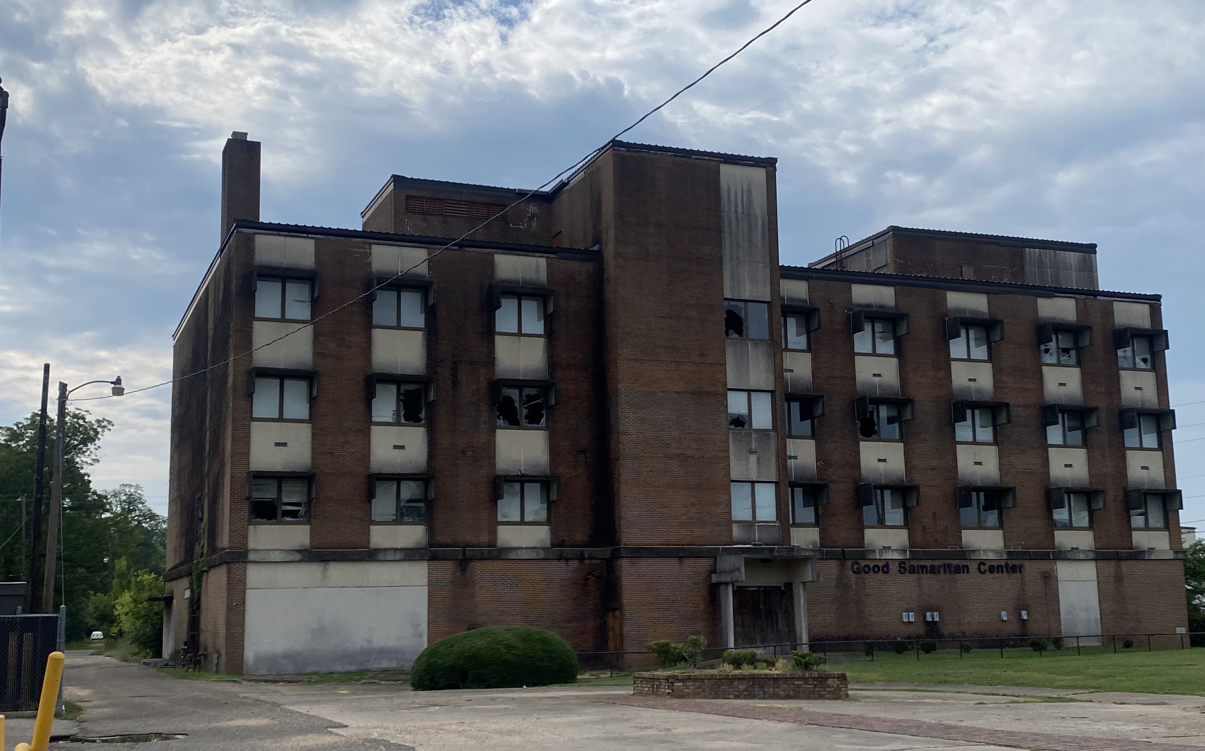 GHOST TOWN: A boarded up Good Samaritan Center apartment block