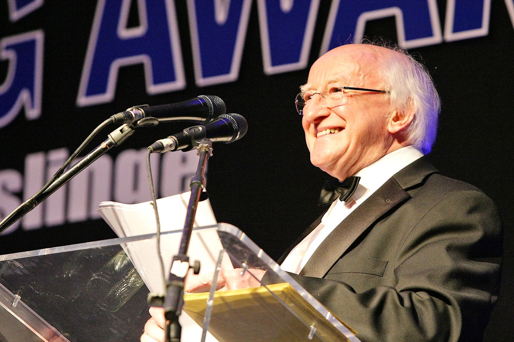 President Michael D. Higgins addressing the Aisling Awards in 2013
