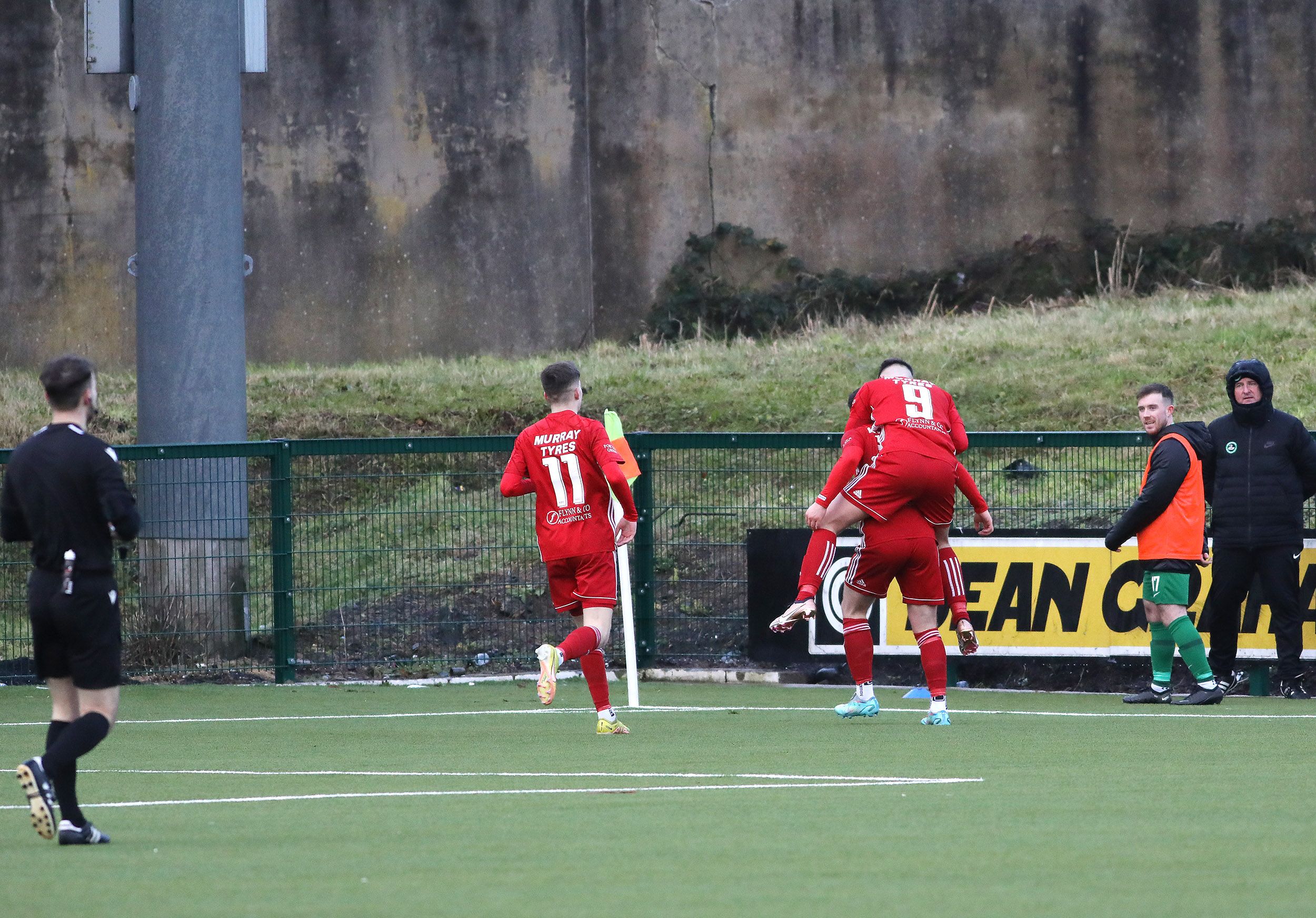 CELEBRATIONS: Annagh players celebrating their second goal from Ruairi McDonald