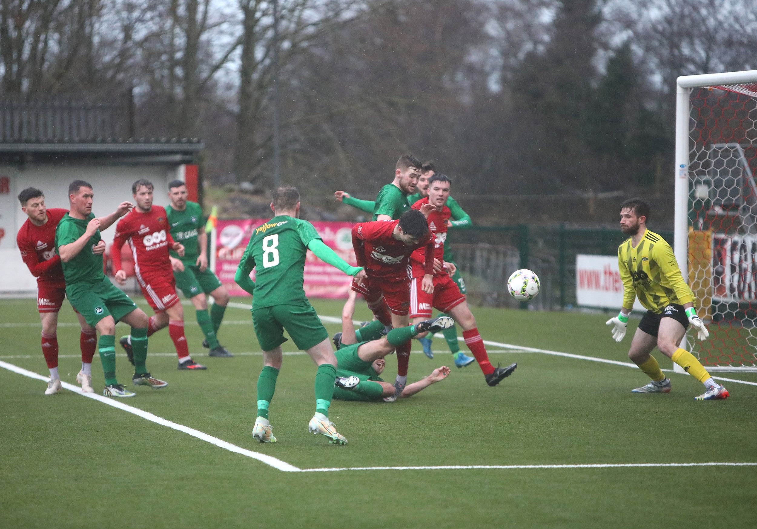 SCAMBLE: The last few minutes saw a close scramble for a goal as Newington tried to equalise