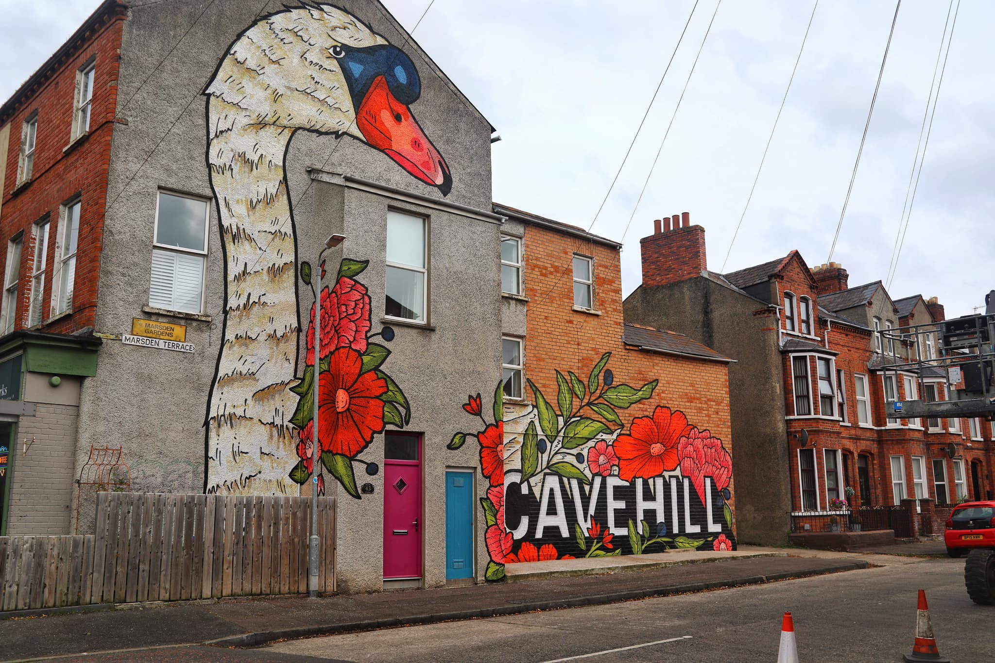 The swan mural was erected last week