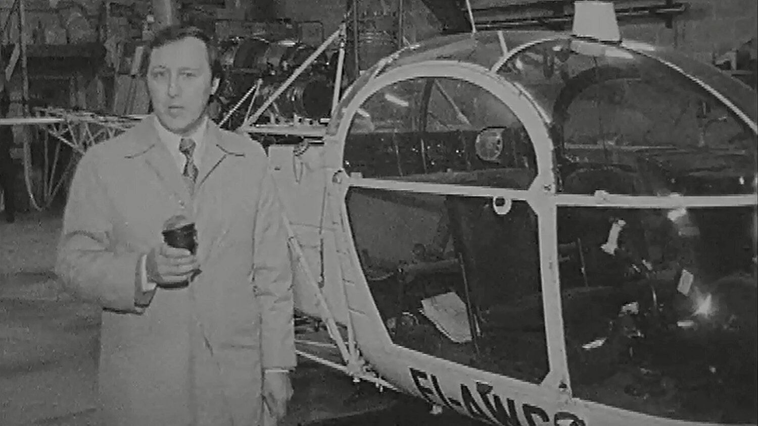 ESCAPE: A still from an RTÉ report at the time with the helicopter in the background ESCAPE: A still from an RTÉ report at the time with the helicopter in the background