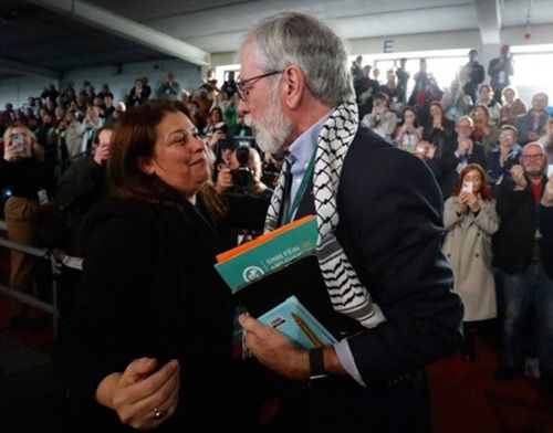 Gerry Adams with the Palestinian Ambassador