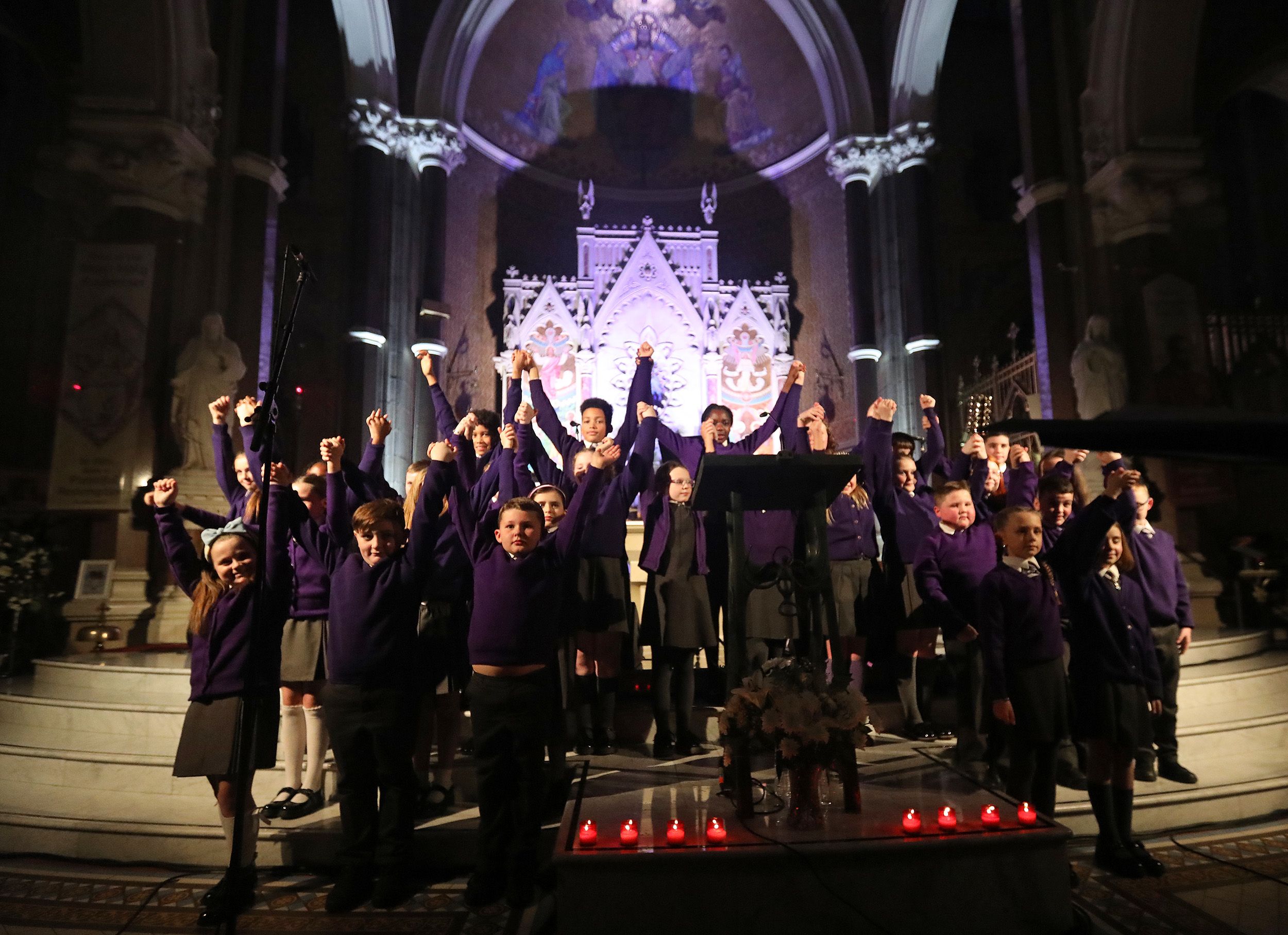 St Clare’s Primary School choir perform at the launch of St Vincent de Paul’s Annual Appeal
