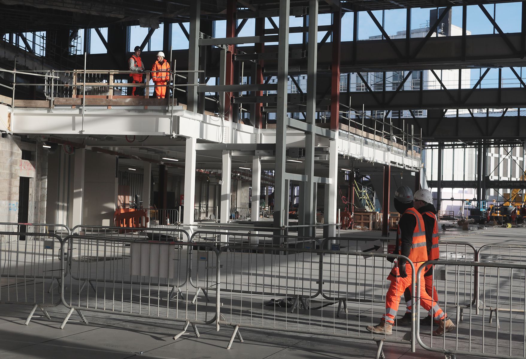 The mezzanine of the new station under construction