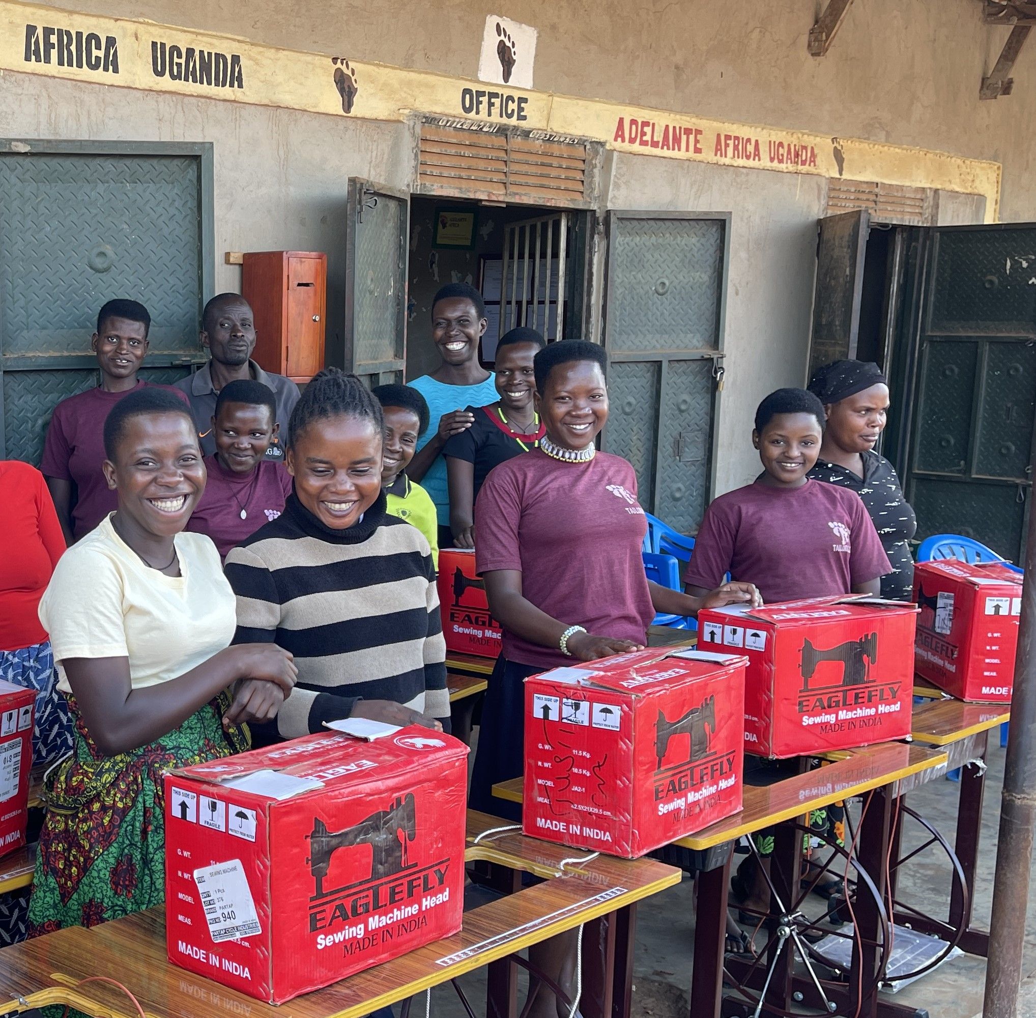 Some of the women with their new sewing machines