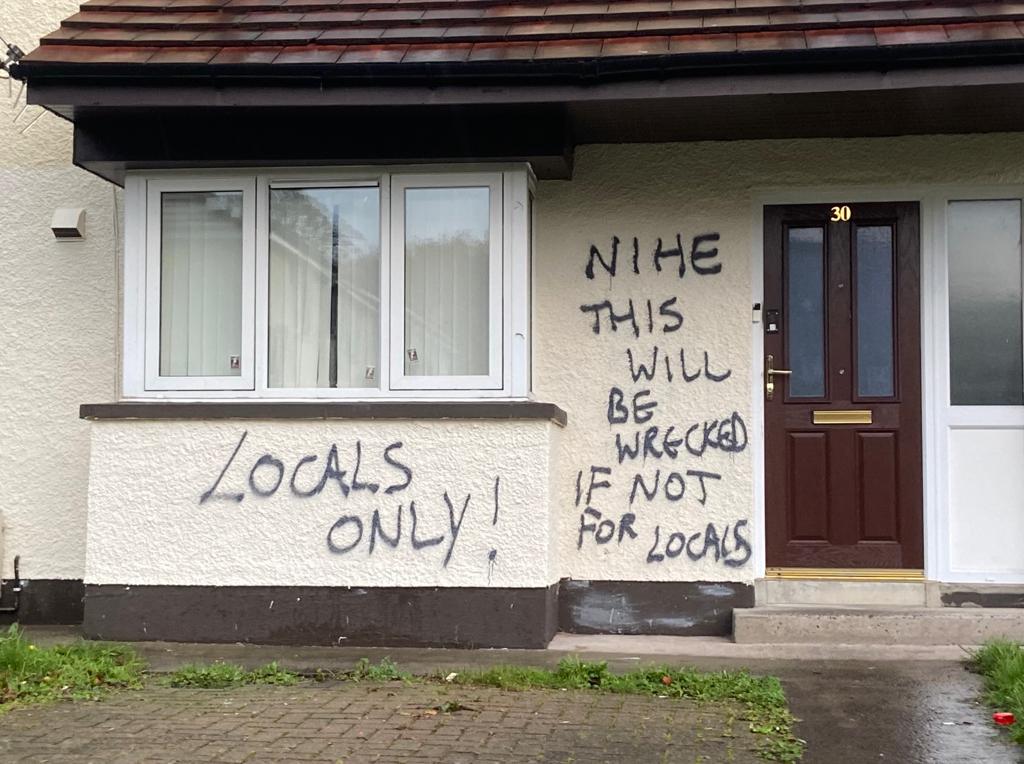 RACIST: The racist graffiti which appeared in a loyalist housing estate in Suffolk recently The racist graffiti which appeared in a loyalist housing estate in Suffolk recently