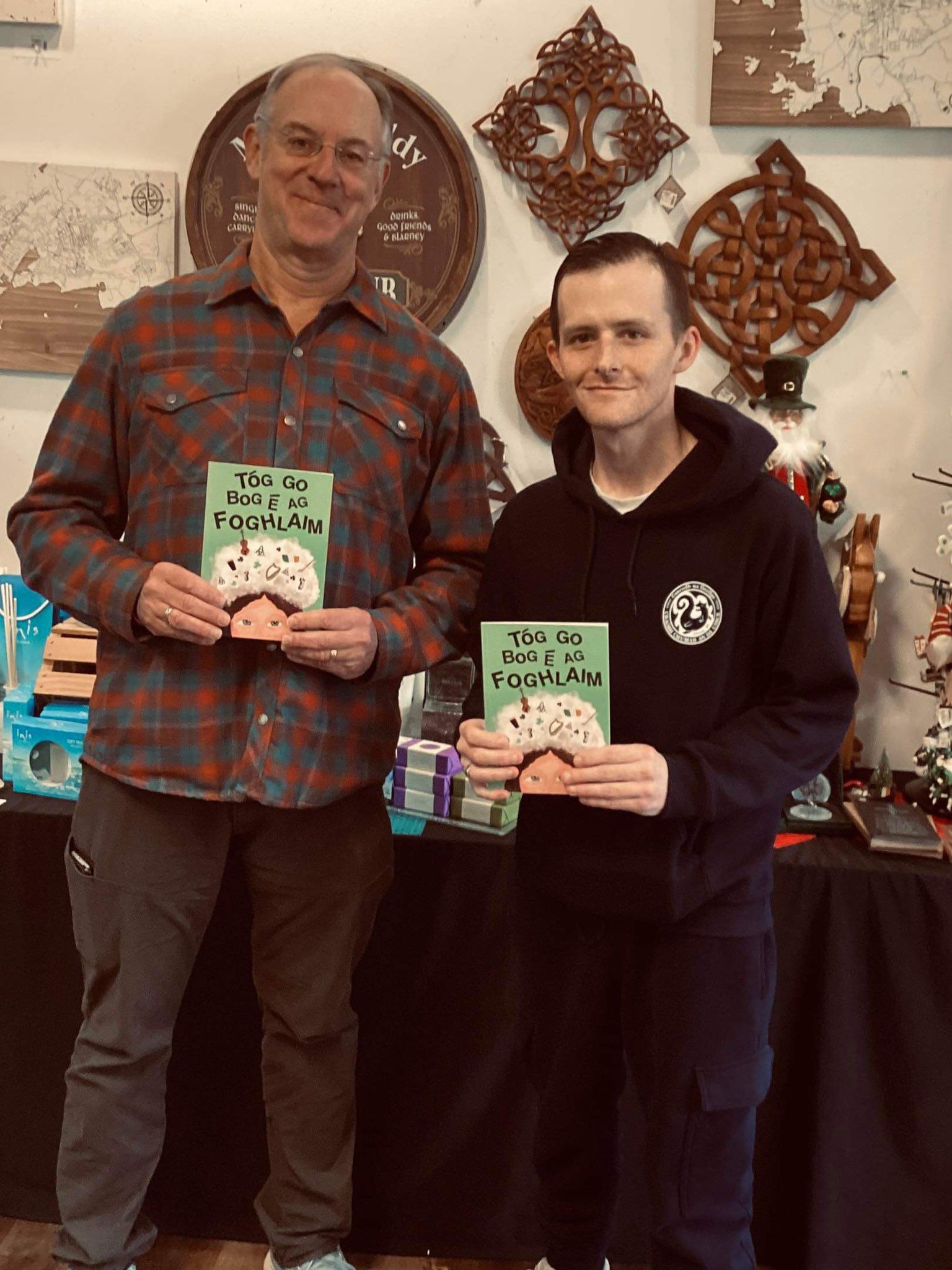 ON SALE: Paul F O'Donnell of Celtic Treasures with Gearóid's student Daniel Ó Fionnáin in Saratoga, USA