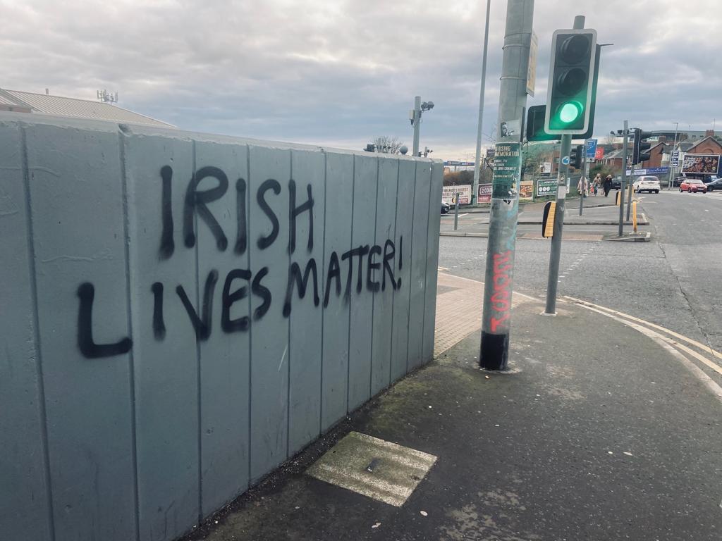 GRAFFITI: The racist slogan 'Irish Lives Matter' was recently daubed outside the Kennedy Centre