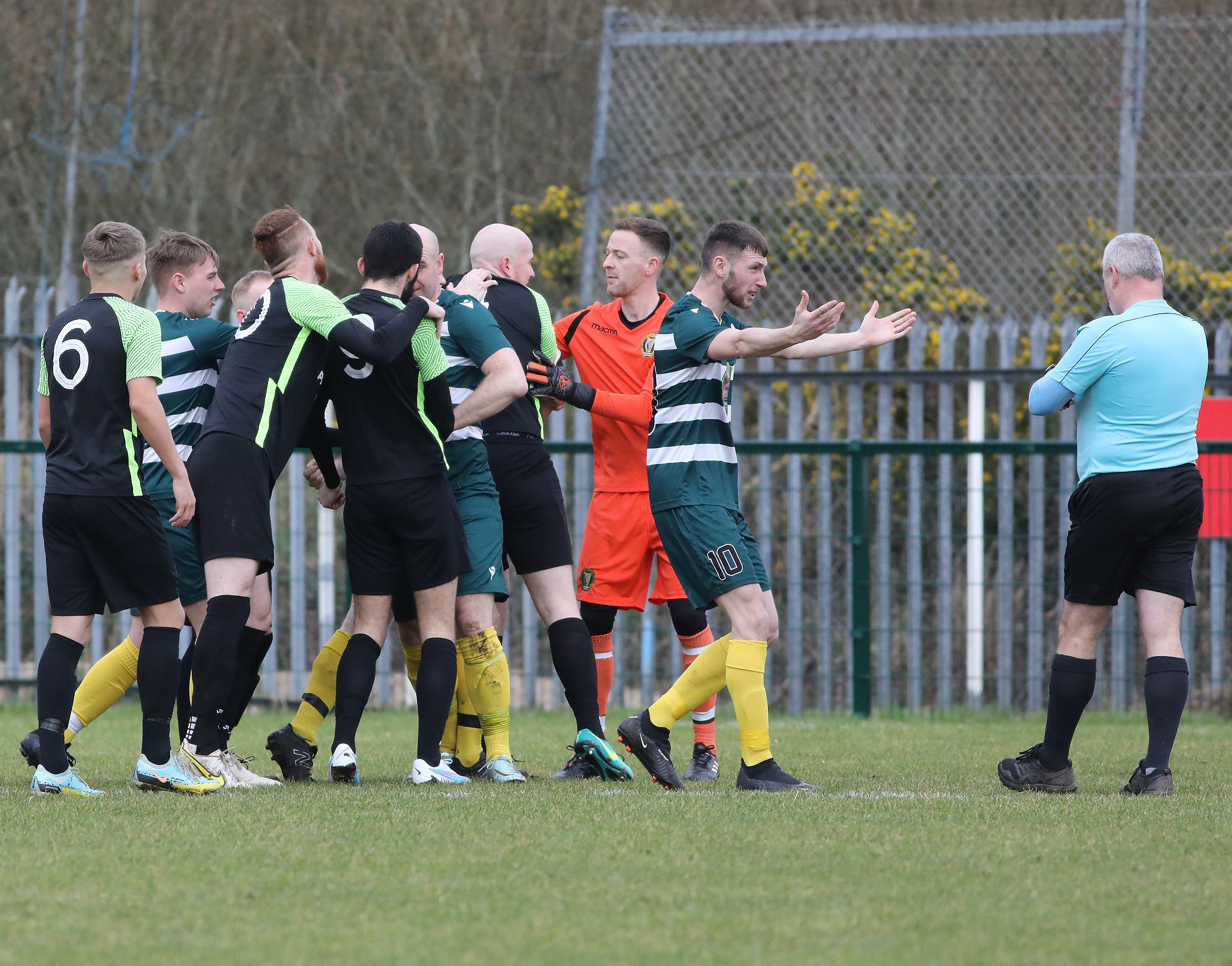 Players have a coming together 