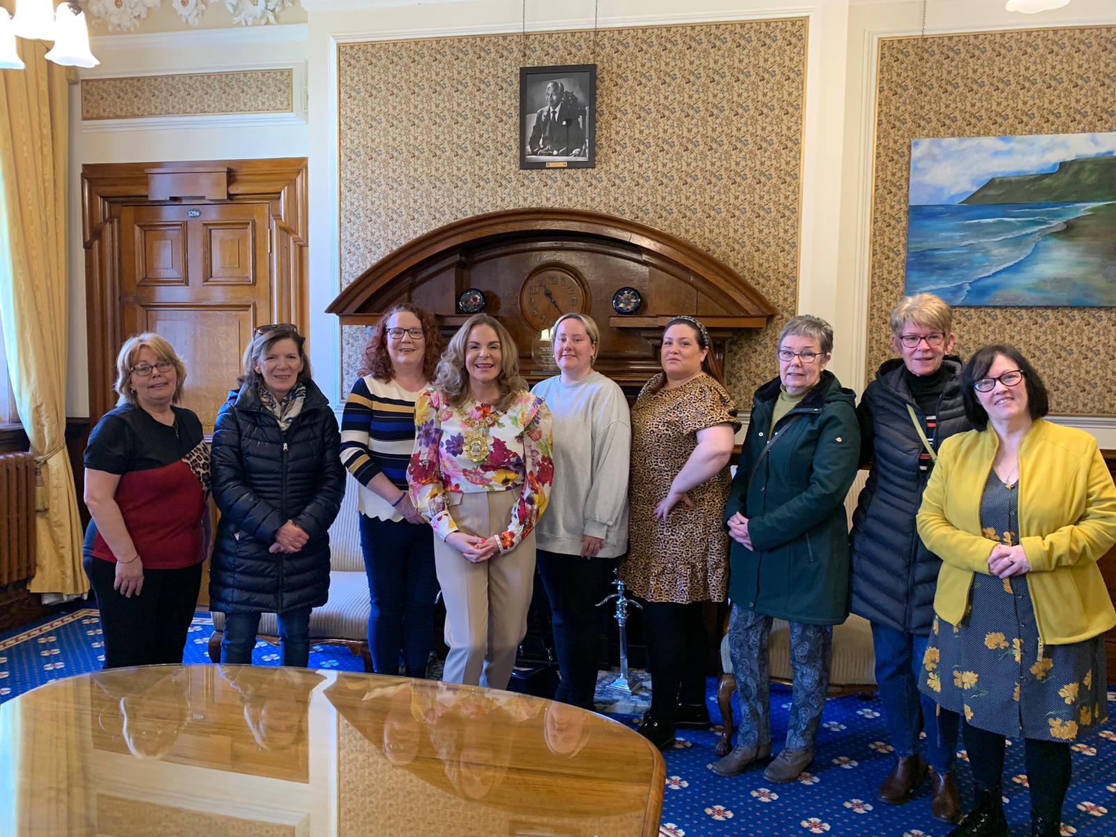 Tullymore Women's Group celebrated at Belfast City Hall with Cllr Áine McCabe and Lord Mayor Tina Black